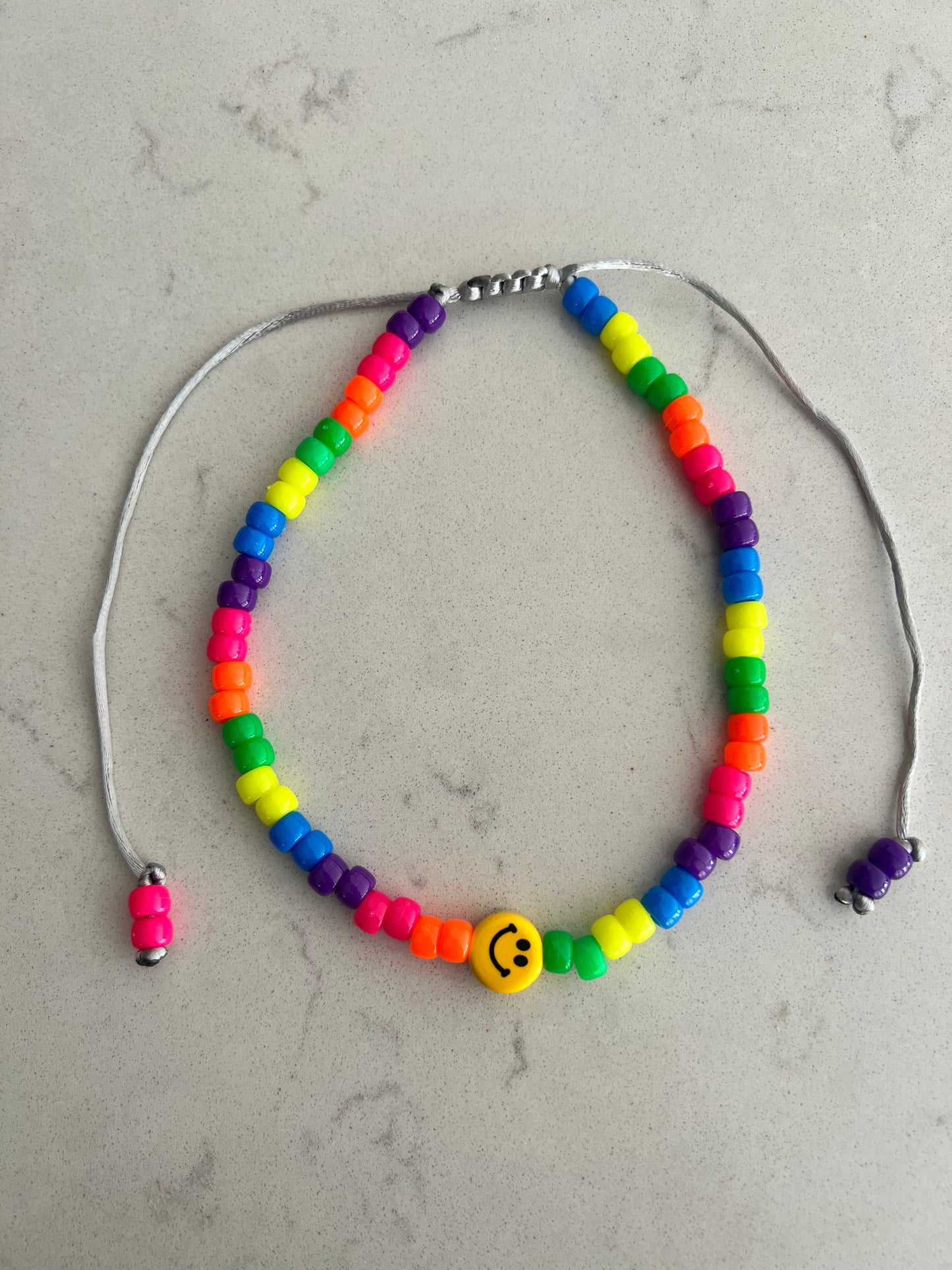 Neon Happy Beaded Necklace