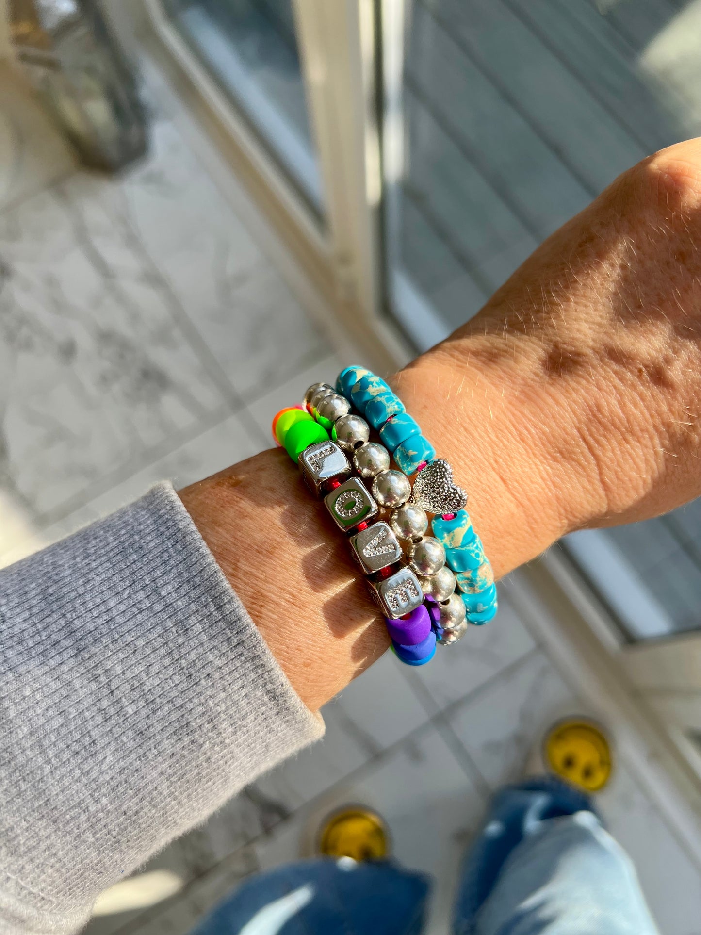 Blue Jasper Heart Gemstone Bracelet