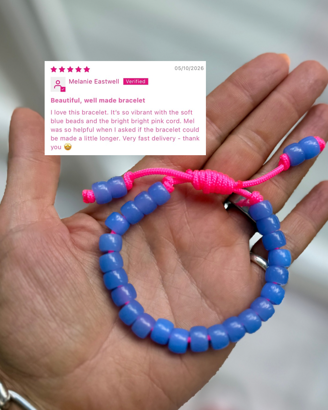 Sky Blue Glass Bead Bracelet