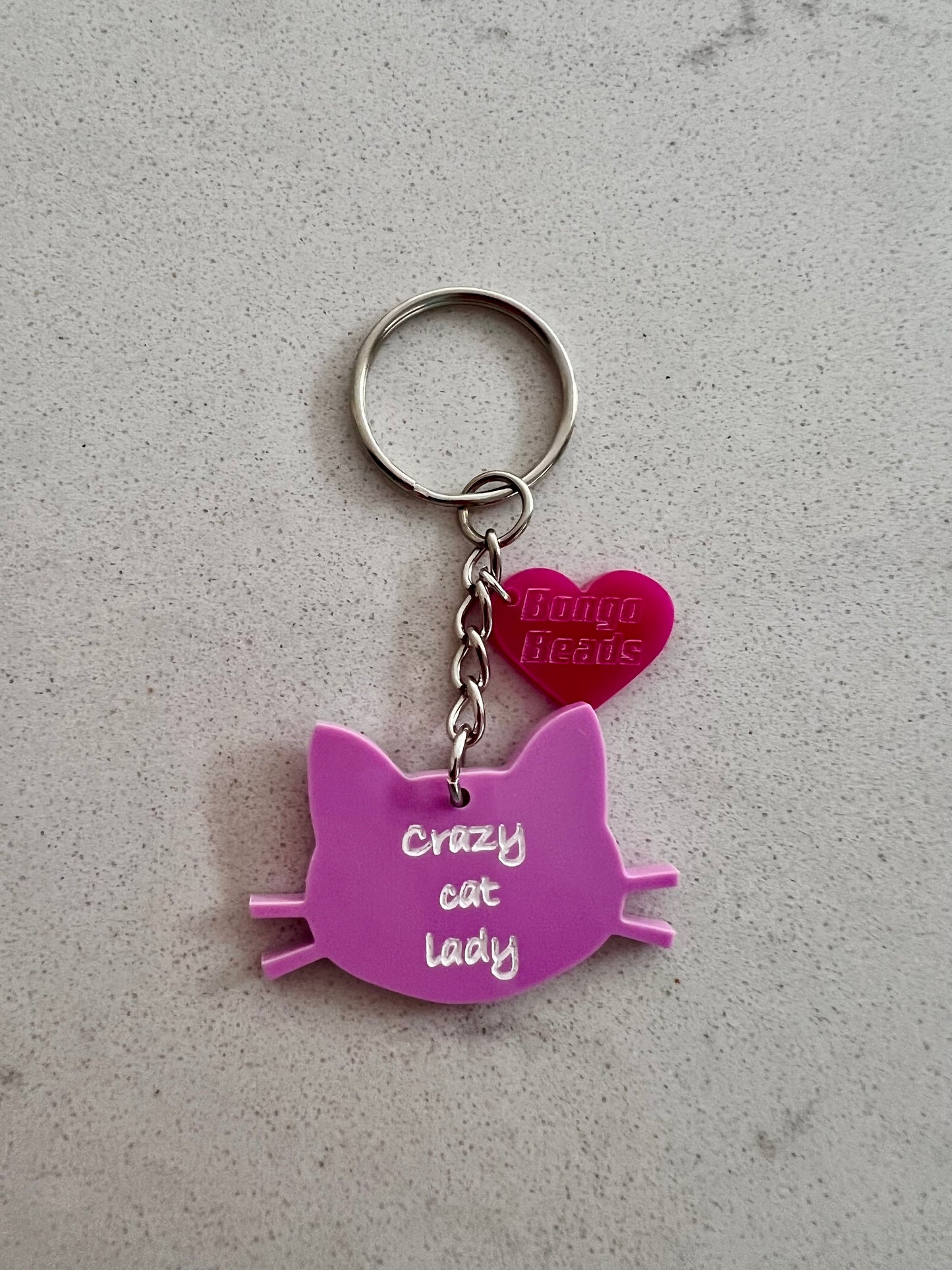 Crazy Cat Lady Key Ring (Grape)