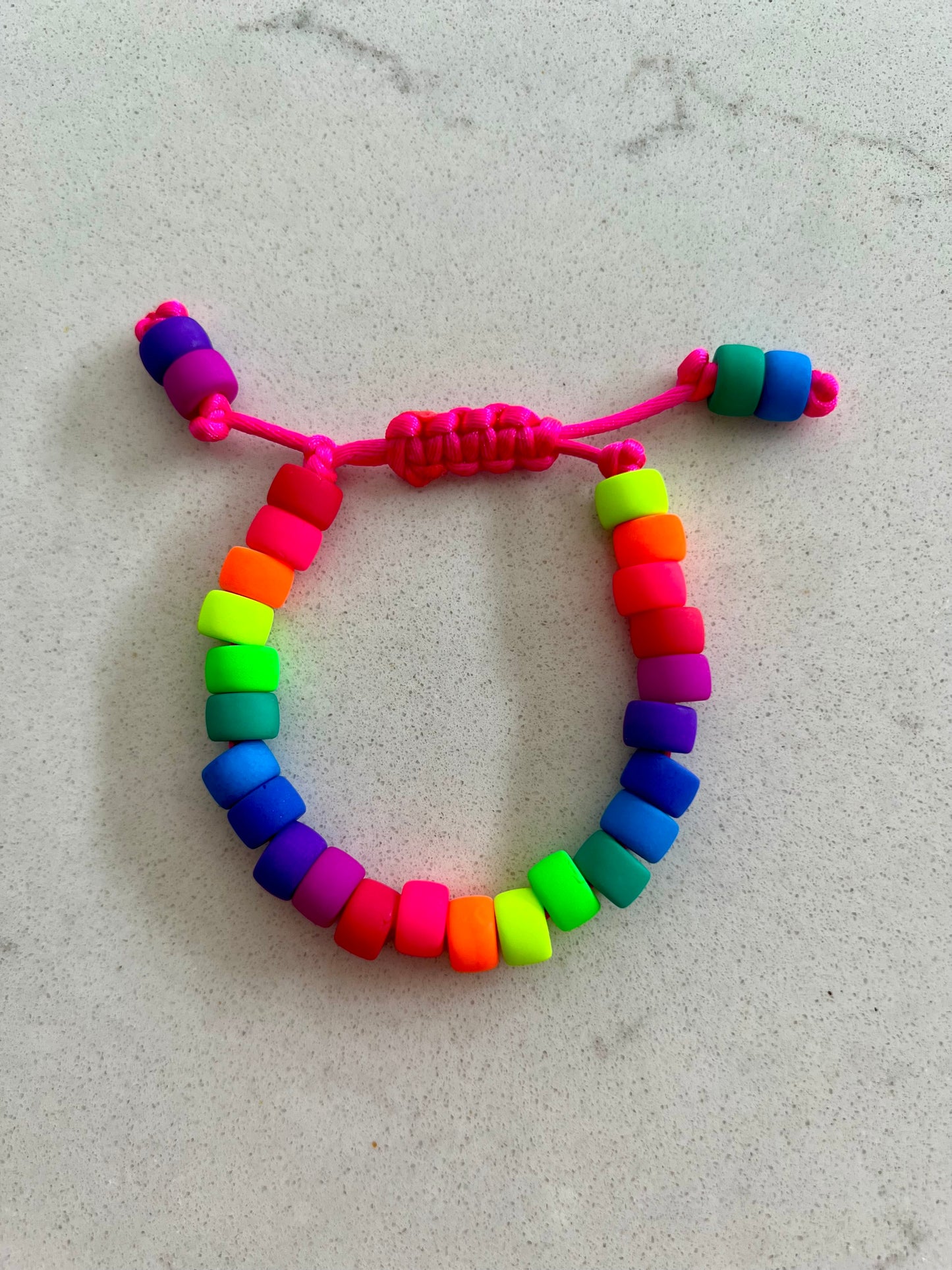 Matte Neon Czech Glass Pony Bead Bracelet