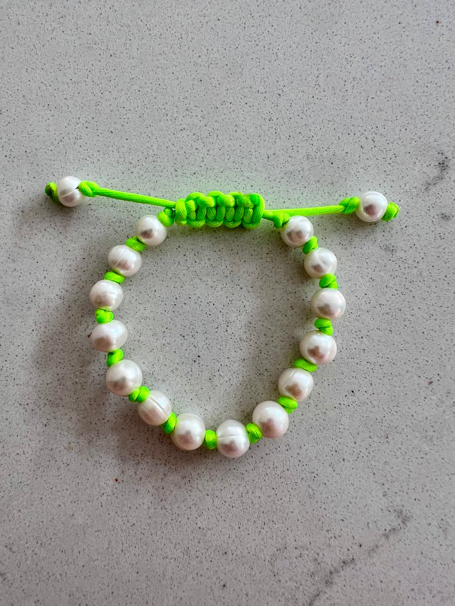 Neon Hand Knotted Pearl Bracelet