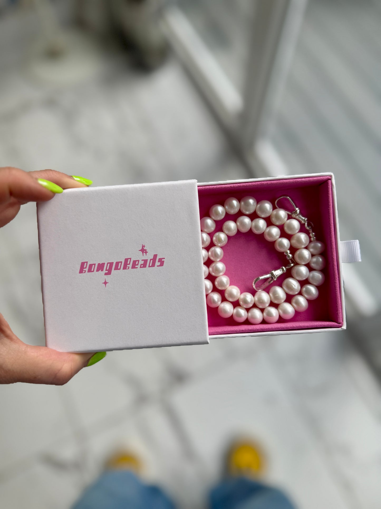 Chunky Pearl Necklace with Double Albert Clasp