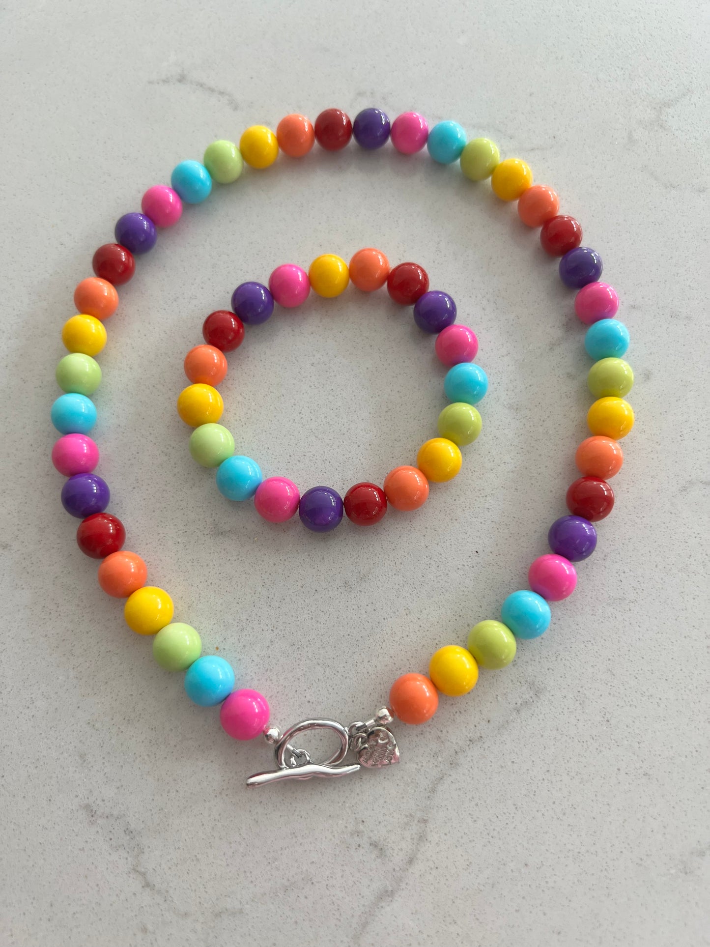 Rainbow Gumball Necklace & Bracelet Set