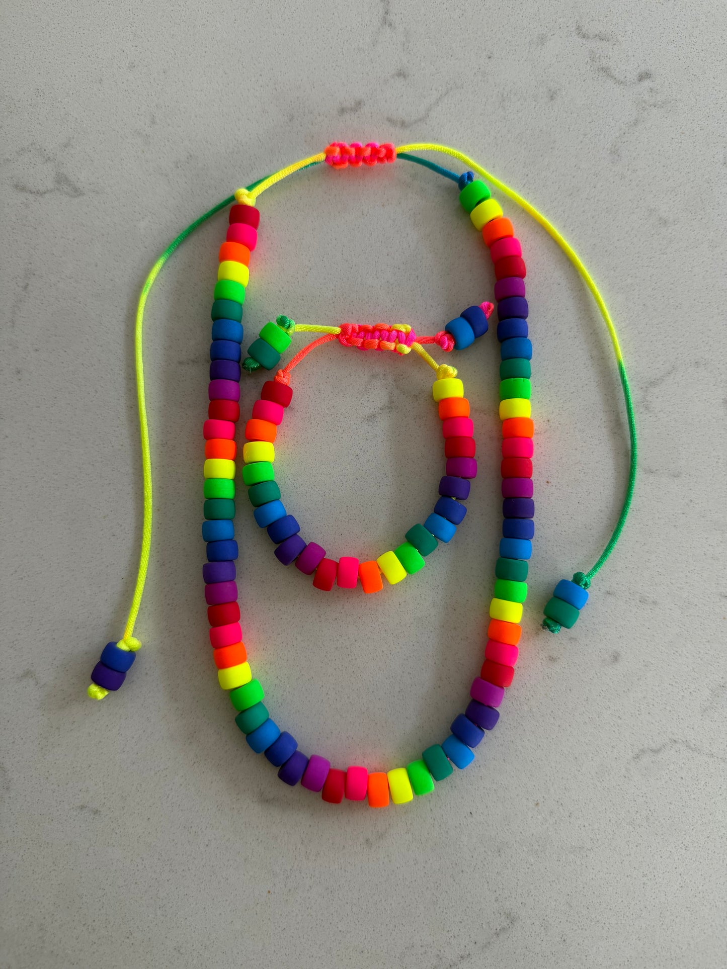 Matte Neon Czech Glass Pony Bead Necklace
