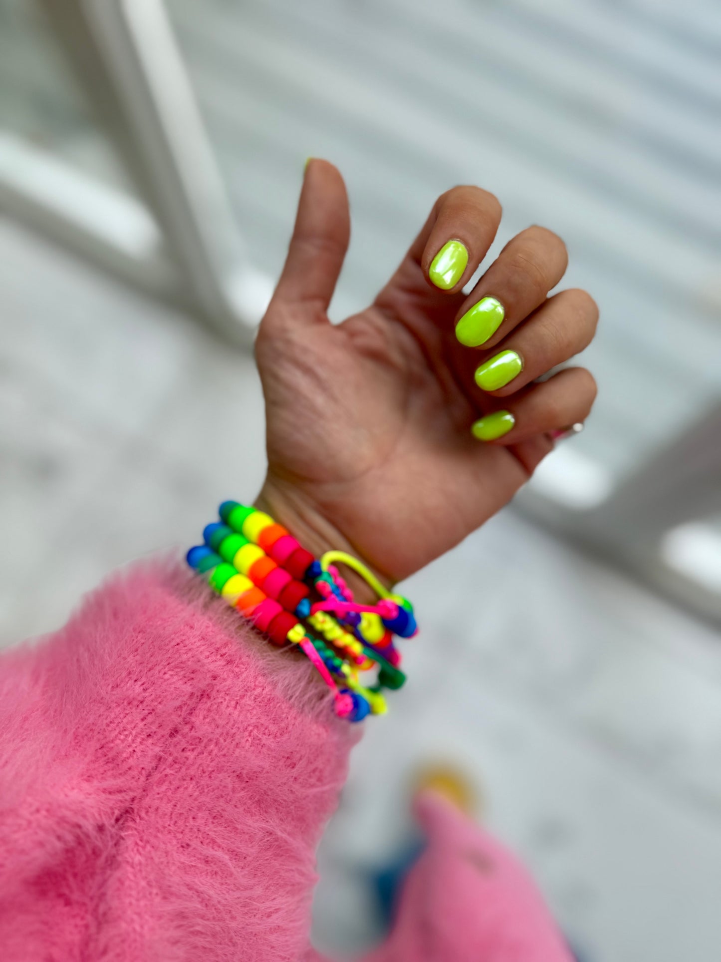 Matte Neon Czech Glass Pony Bead Bracelet
