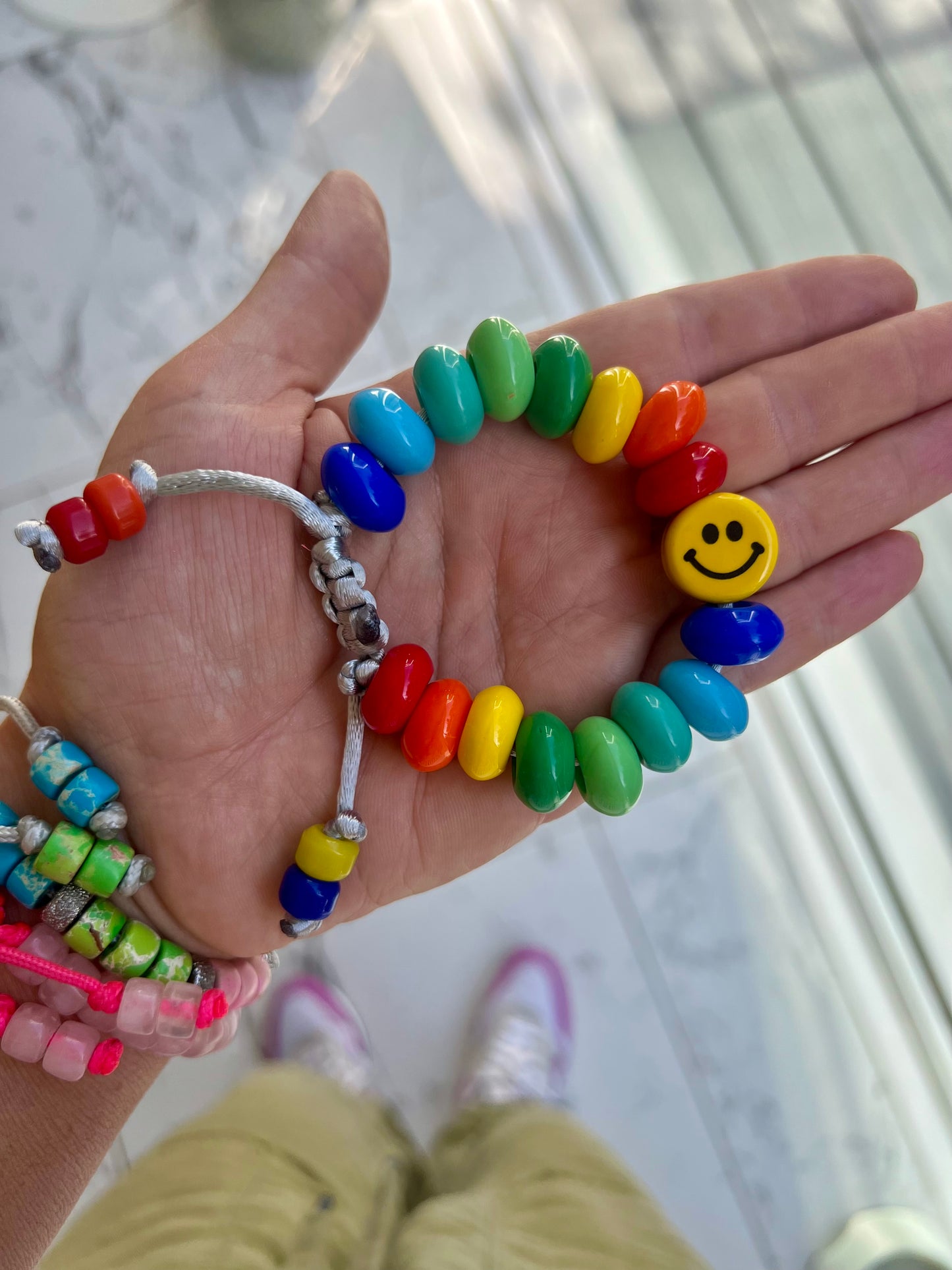 Giant Czech Glass Happy Bracelet