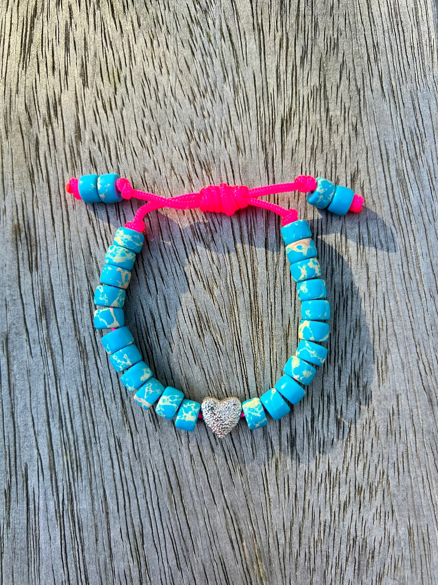 Blue Jasper Heart Gemstone Bracelet