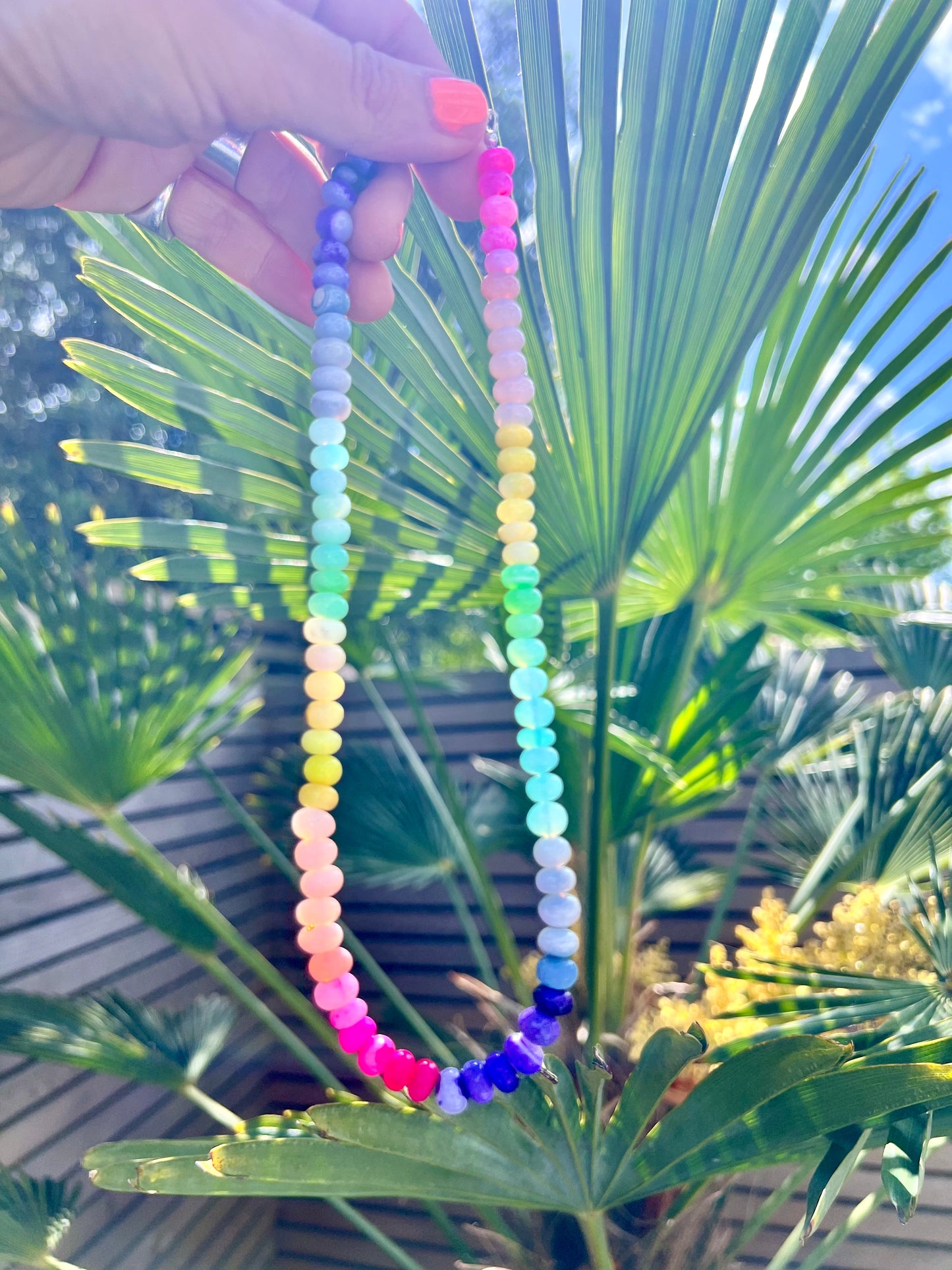 Opal Fruits Gemstone Necklace with Sterling Silver Clasp