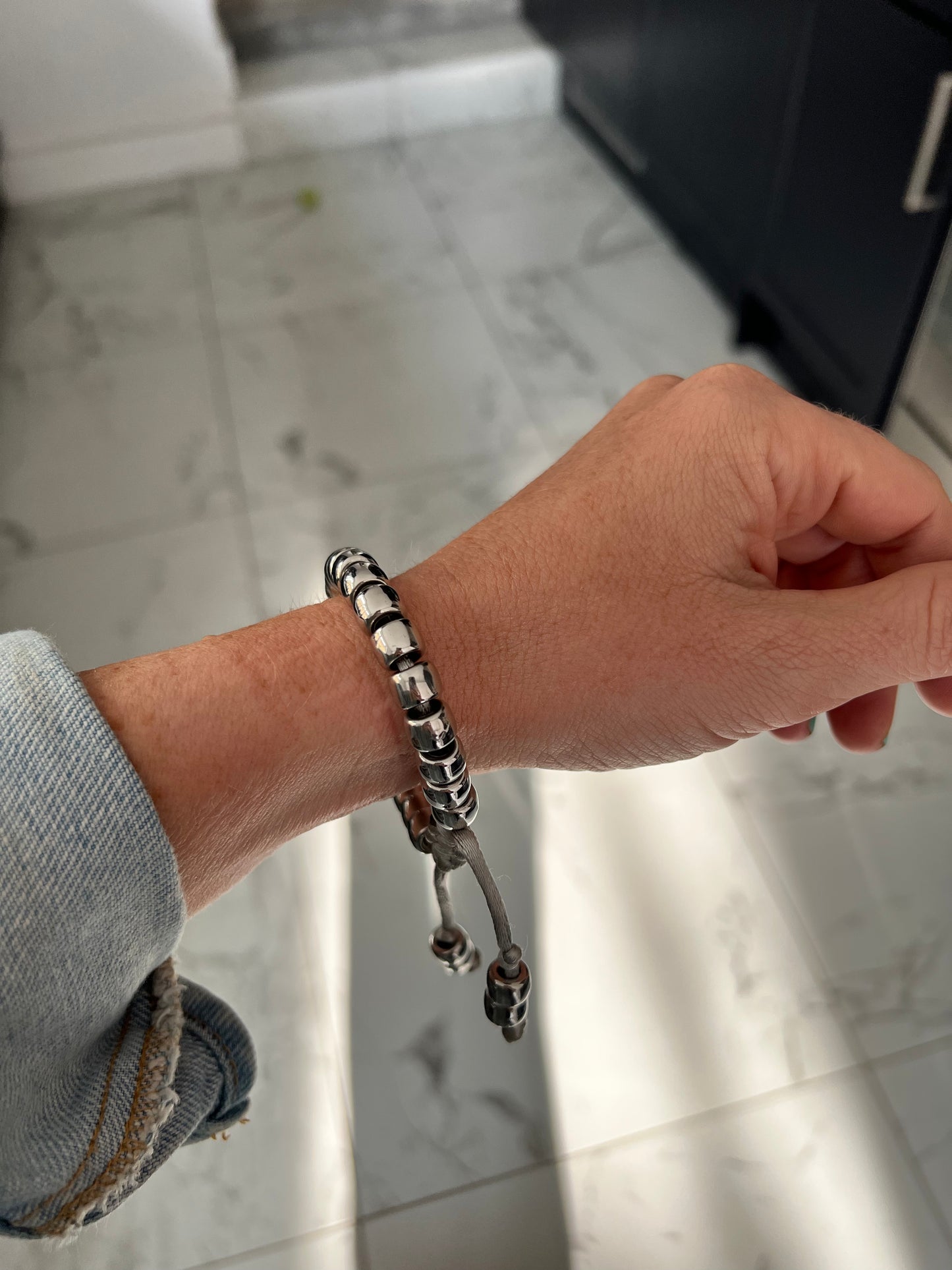 Silver Beaded Bracelet