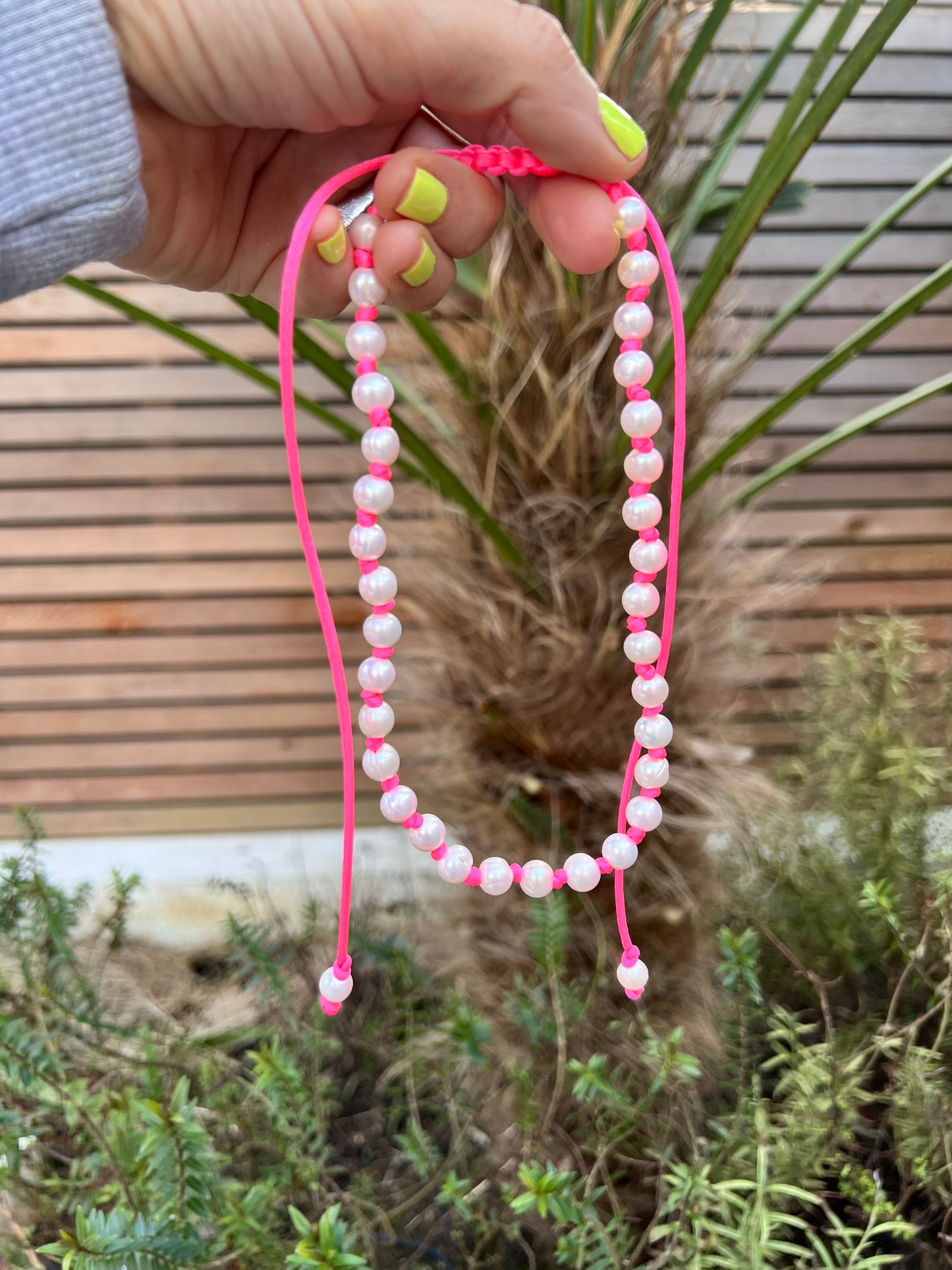 Neon Hand Knotted Pearl Necklace