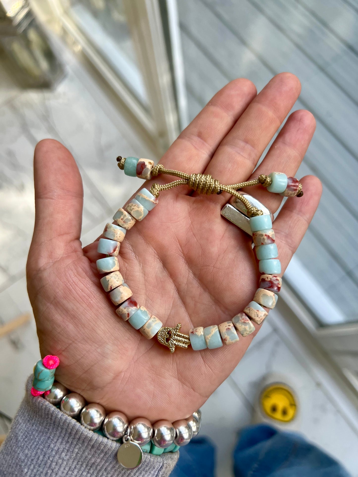 Gold Hamsa Gemstone Bracelet
