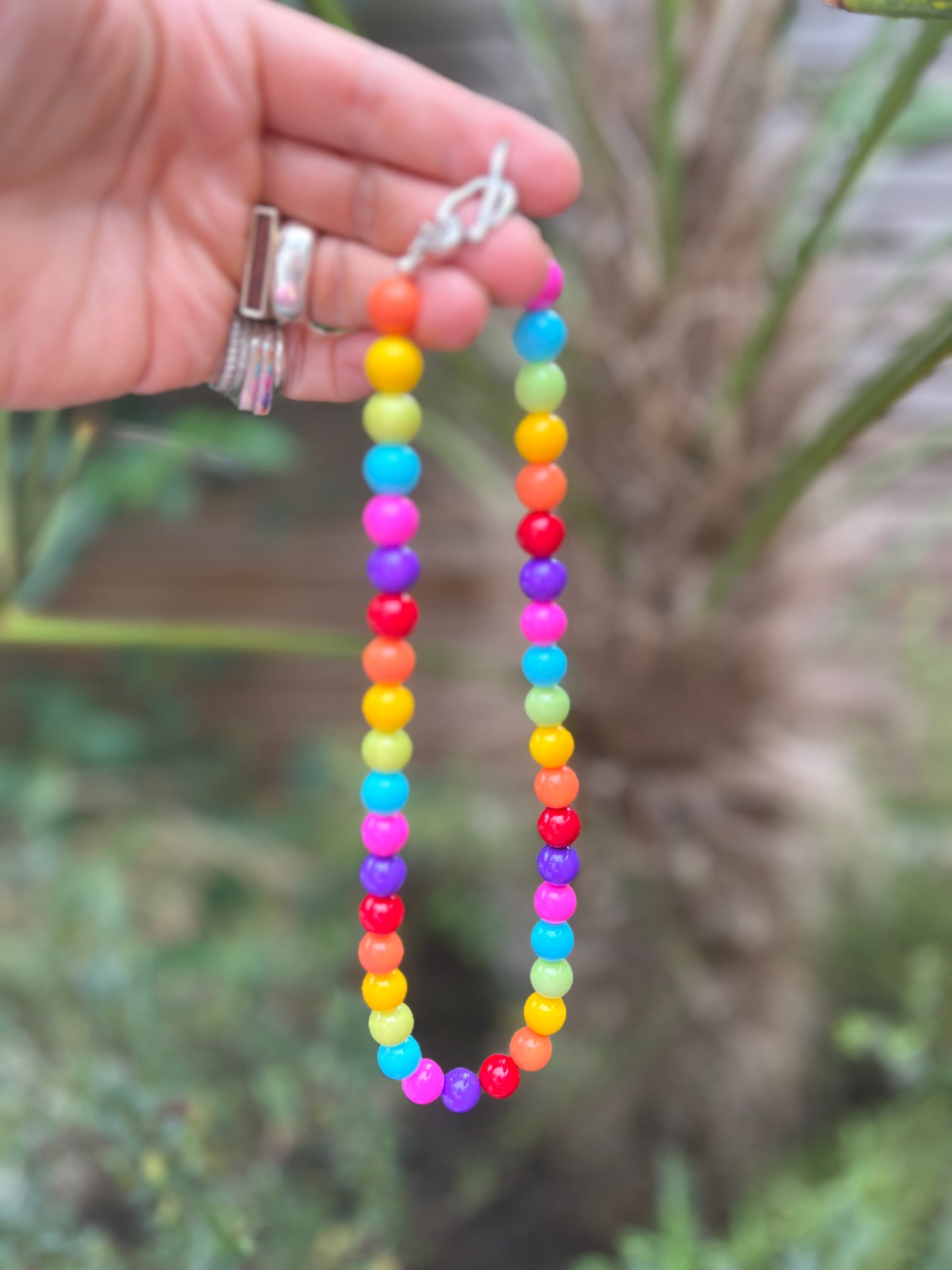 Rainbow Gumball Necklace & Bracelet Set