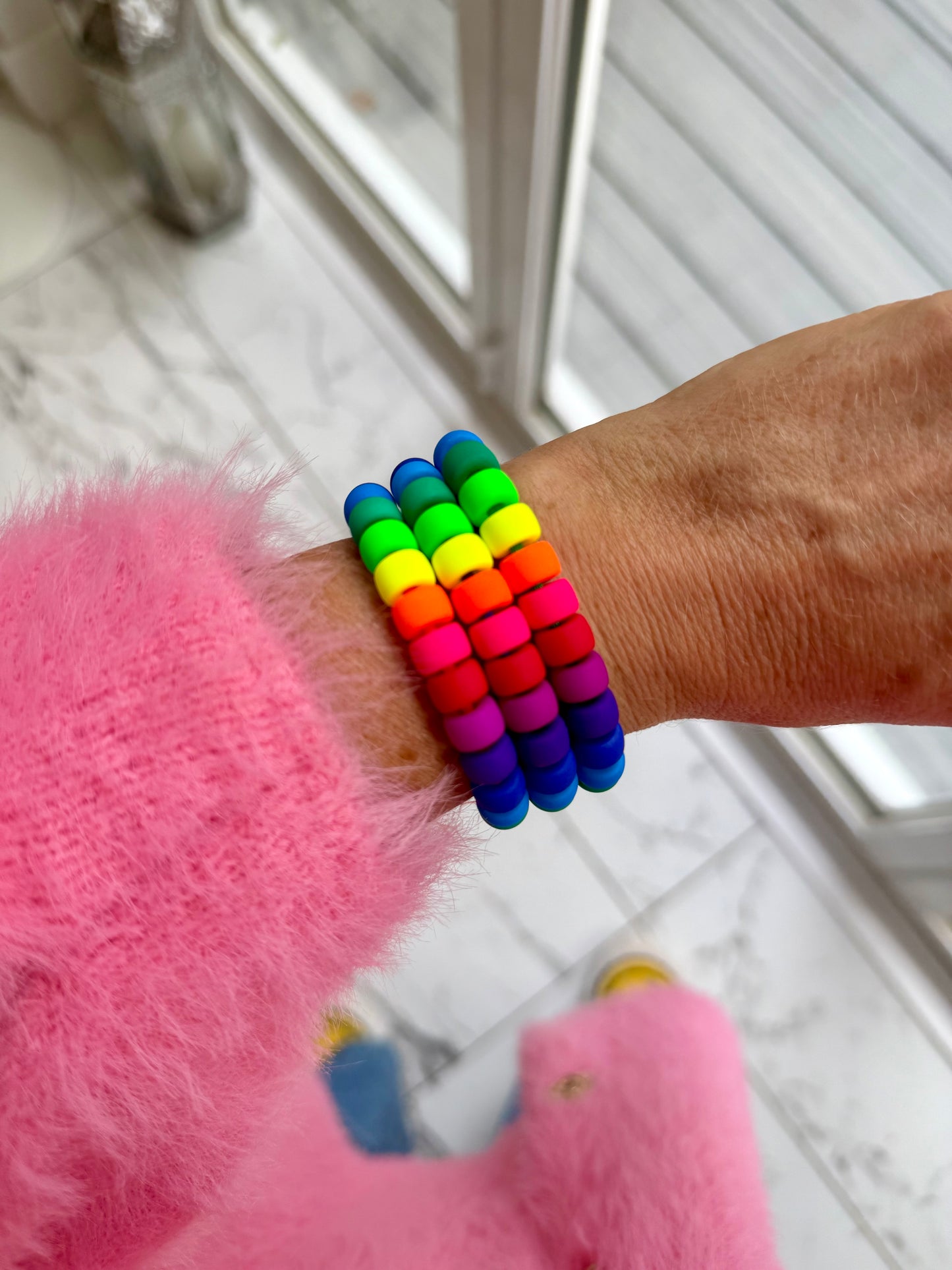 Matte Neon Czech Glass Pony Bead Bracelet