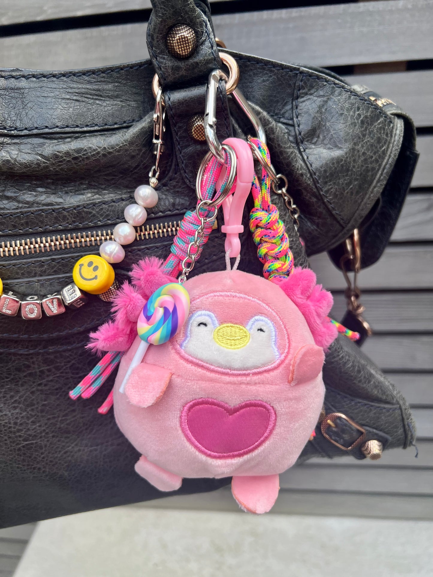 Fur Baby Bag Charm (Pink Heart)