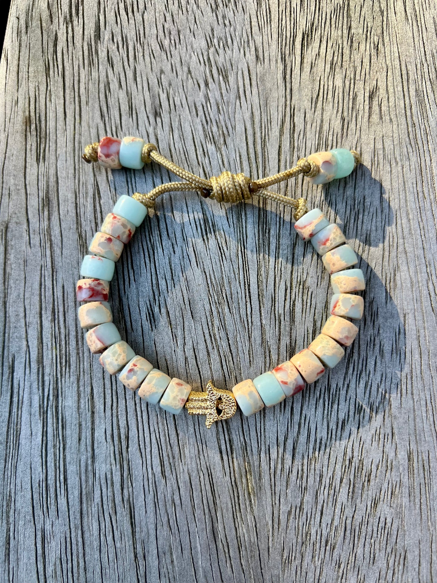 Gold Hamsa Gemstone Bracelet