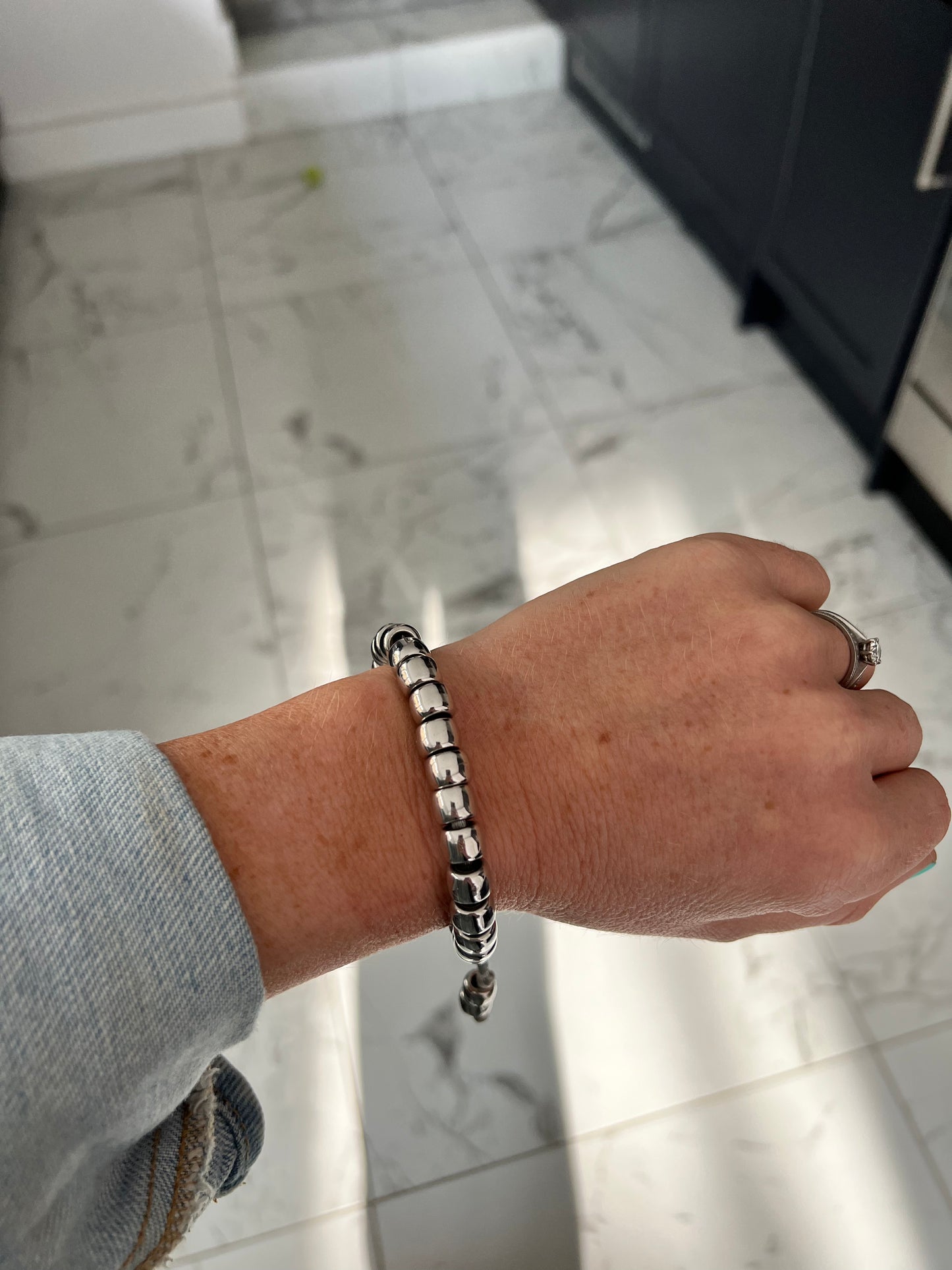 Silver Beaded Bracelet