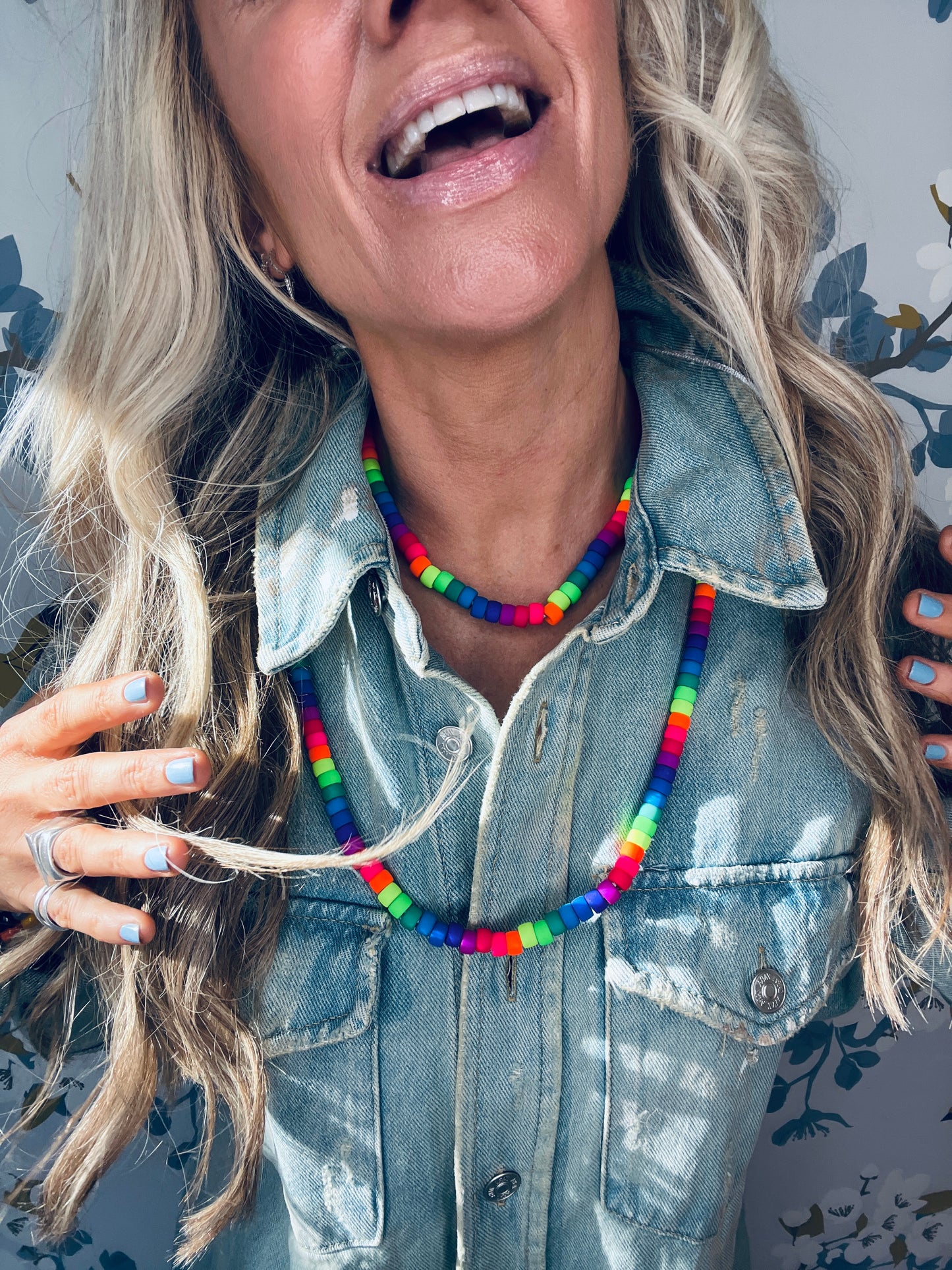 Matte Neon Czech Glass Pony Bead Necklace