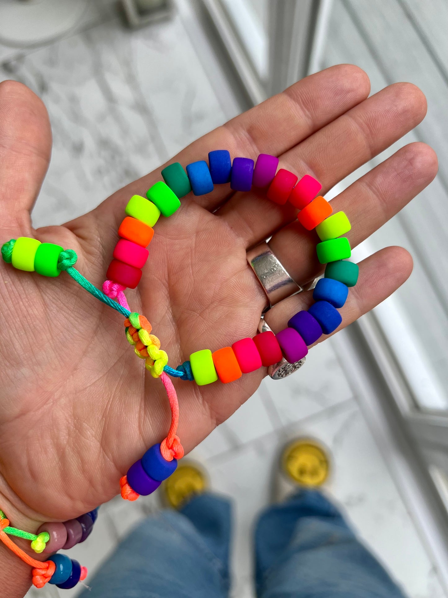 Matte Neon Czech Glass Pony Bead Bracelet