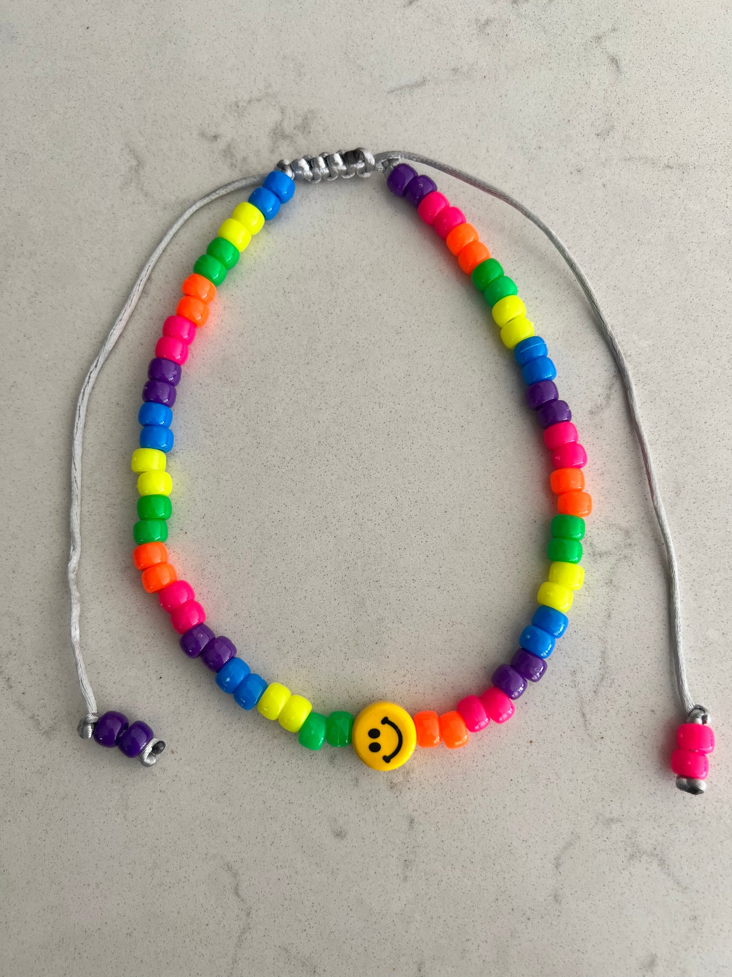 Neon Happy Beaded Necklace