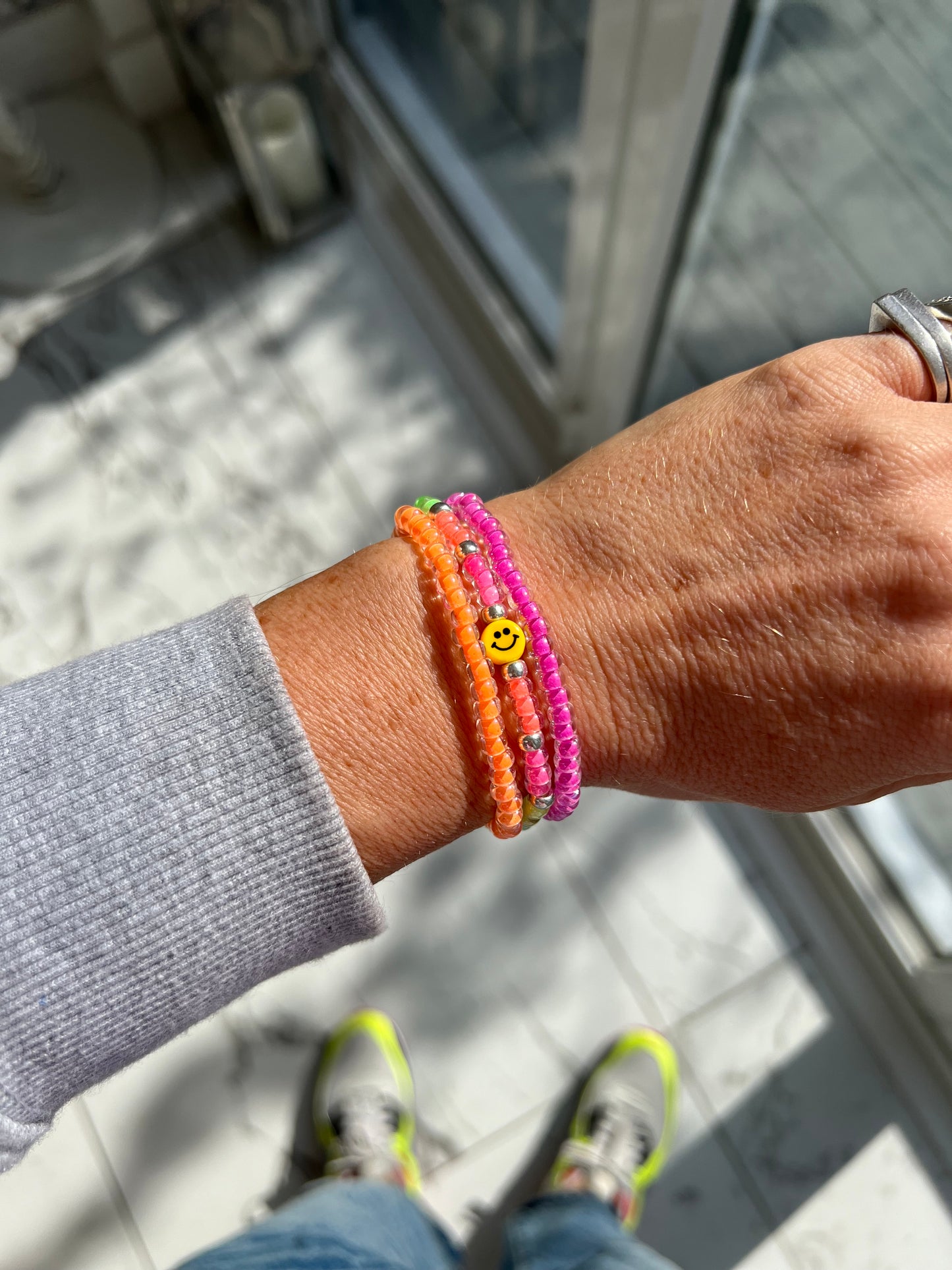 Tiny Smiley Bracelet Stack