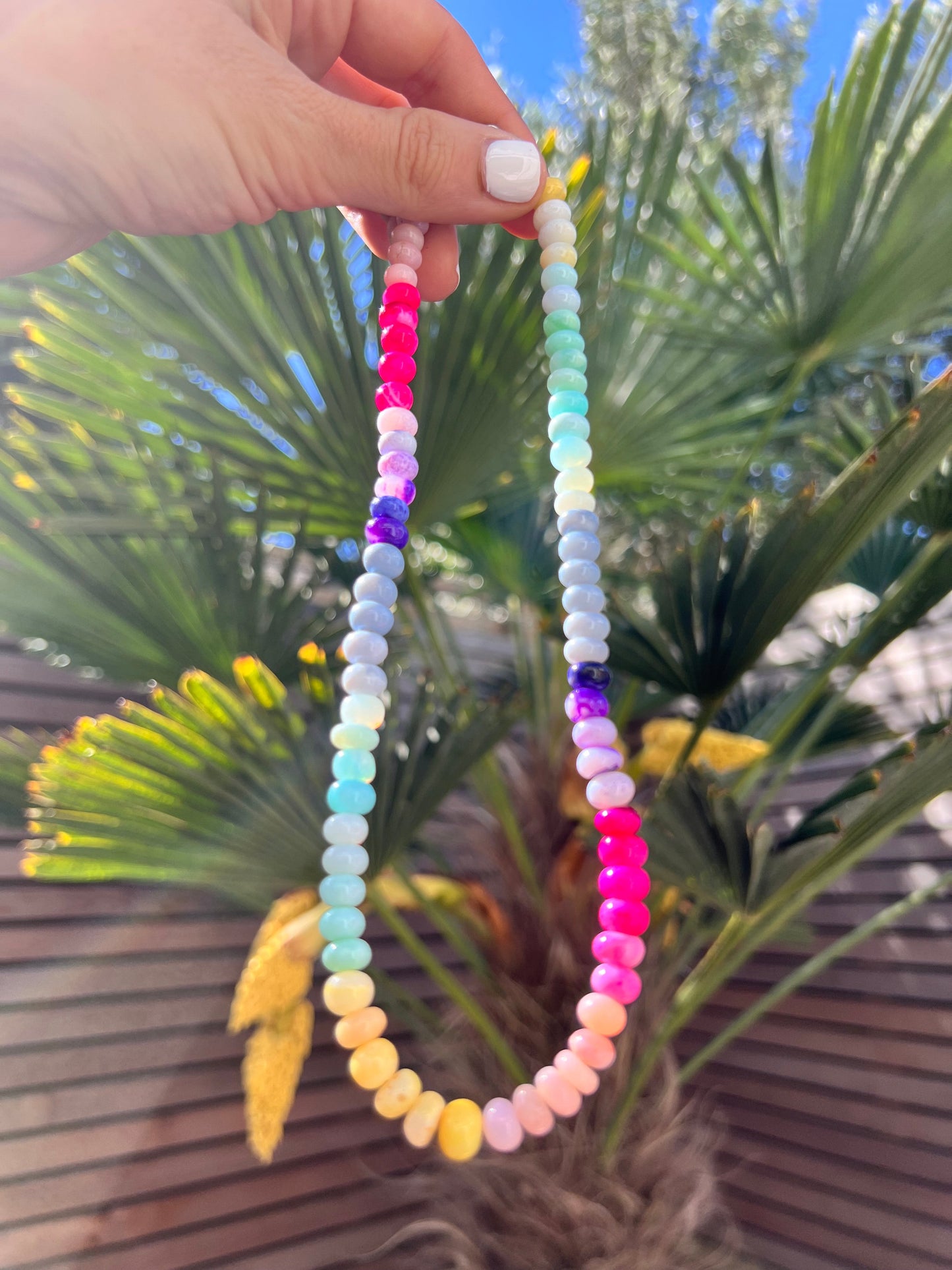 Opal Fruits Gemstone Necklace with Sterling Silver Clasp