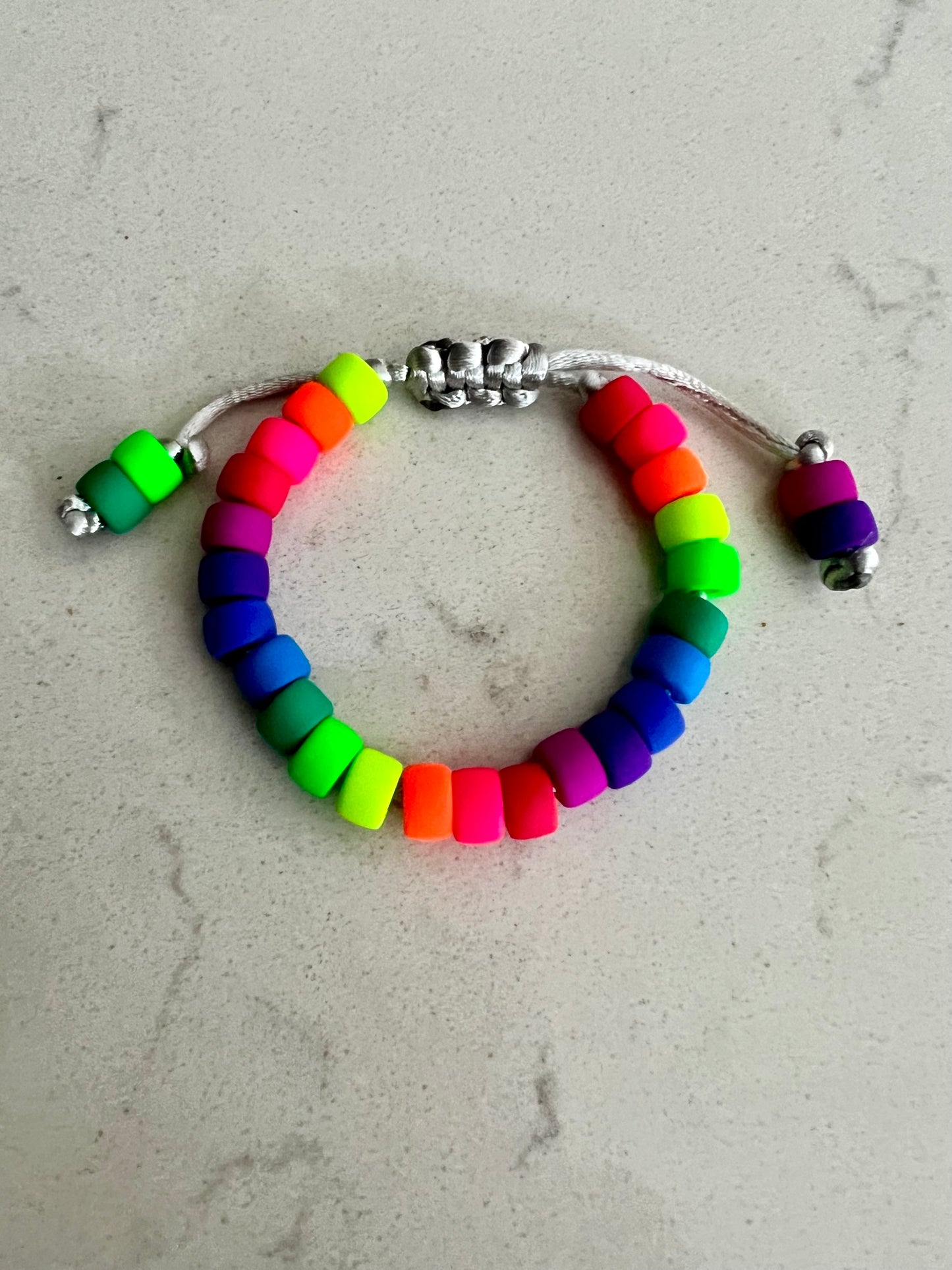 Matte Neon Czech Glass Pony Bead Bracelet