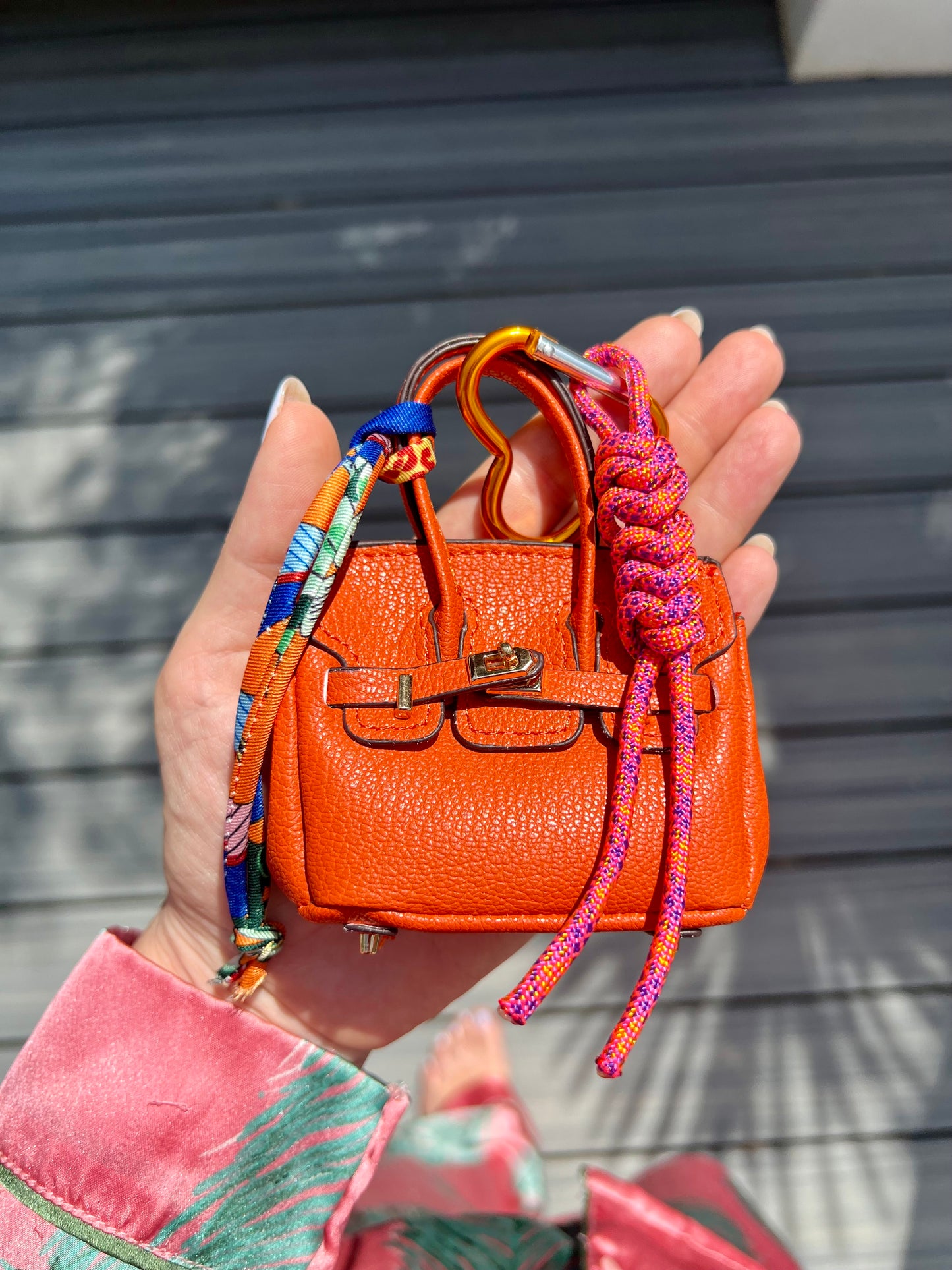 Orange Mini Birkin Bag Charm