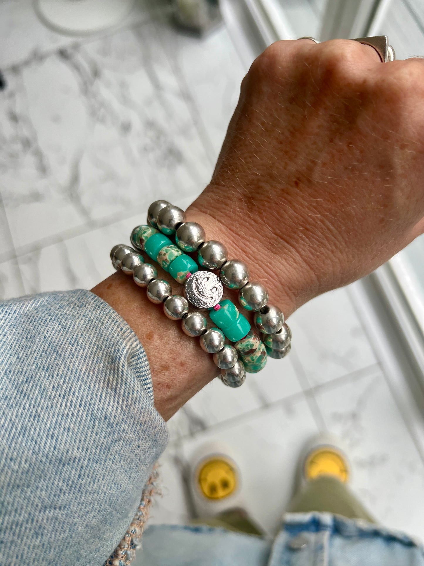 Chunky Stretch Silver Ball Bracelet