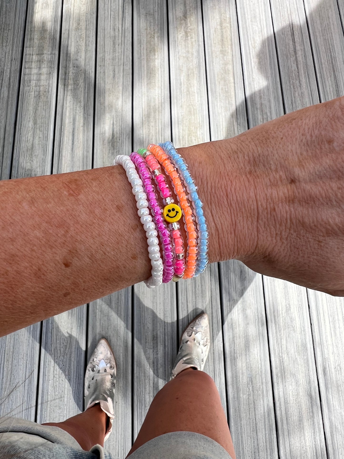 Tiny Smiley Bracelet Stack of 5
