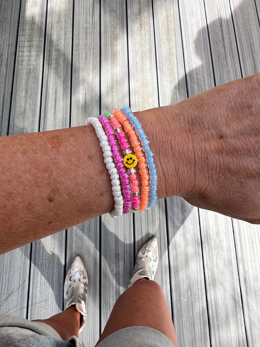 Tiny Smiley Bracelet Stack of 5