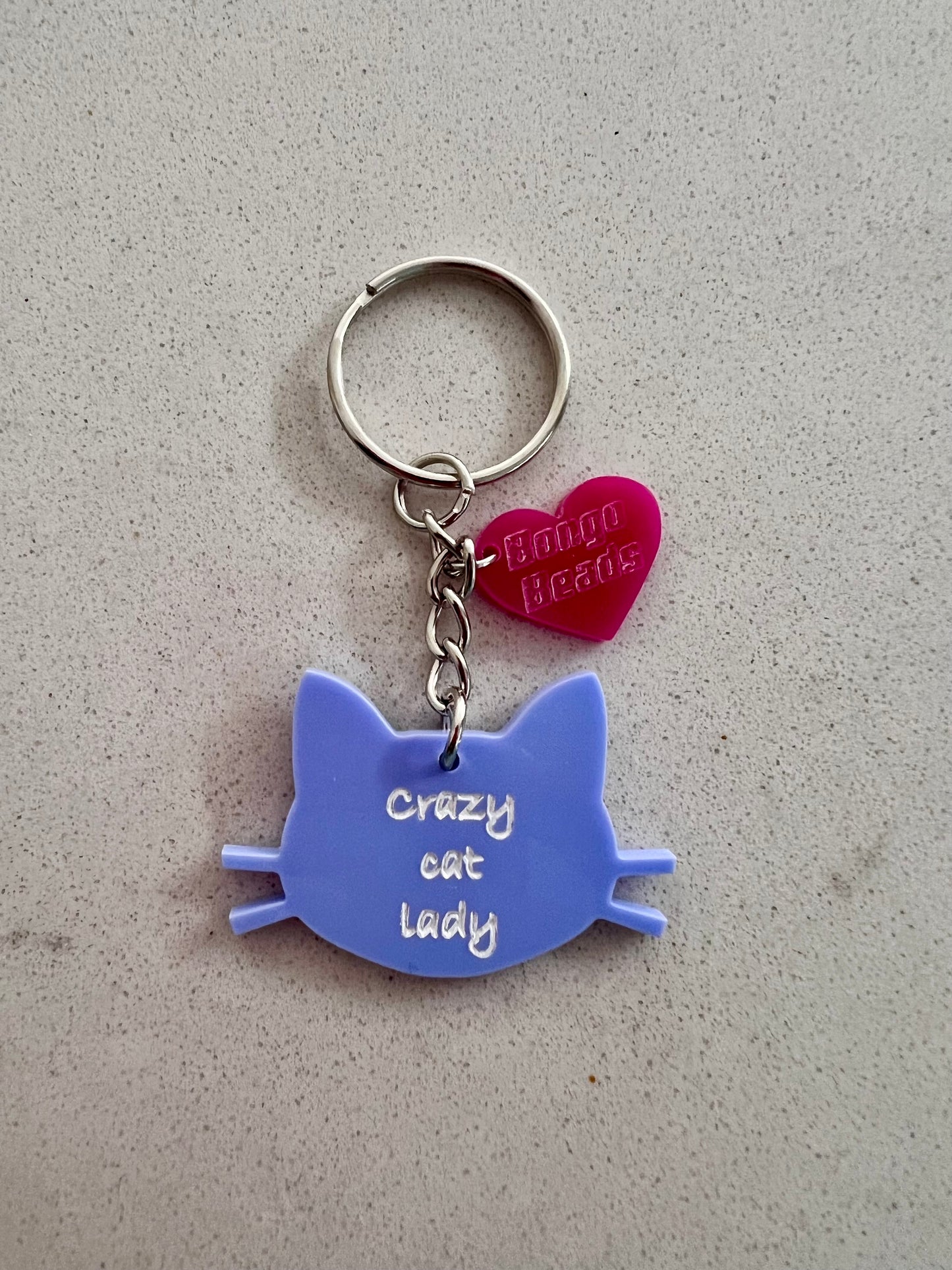Crazy Cat Lady Key Ring (Bubblegum Blue)