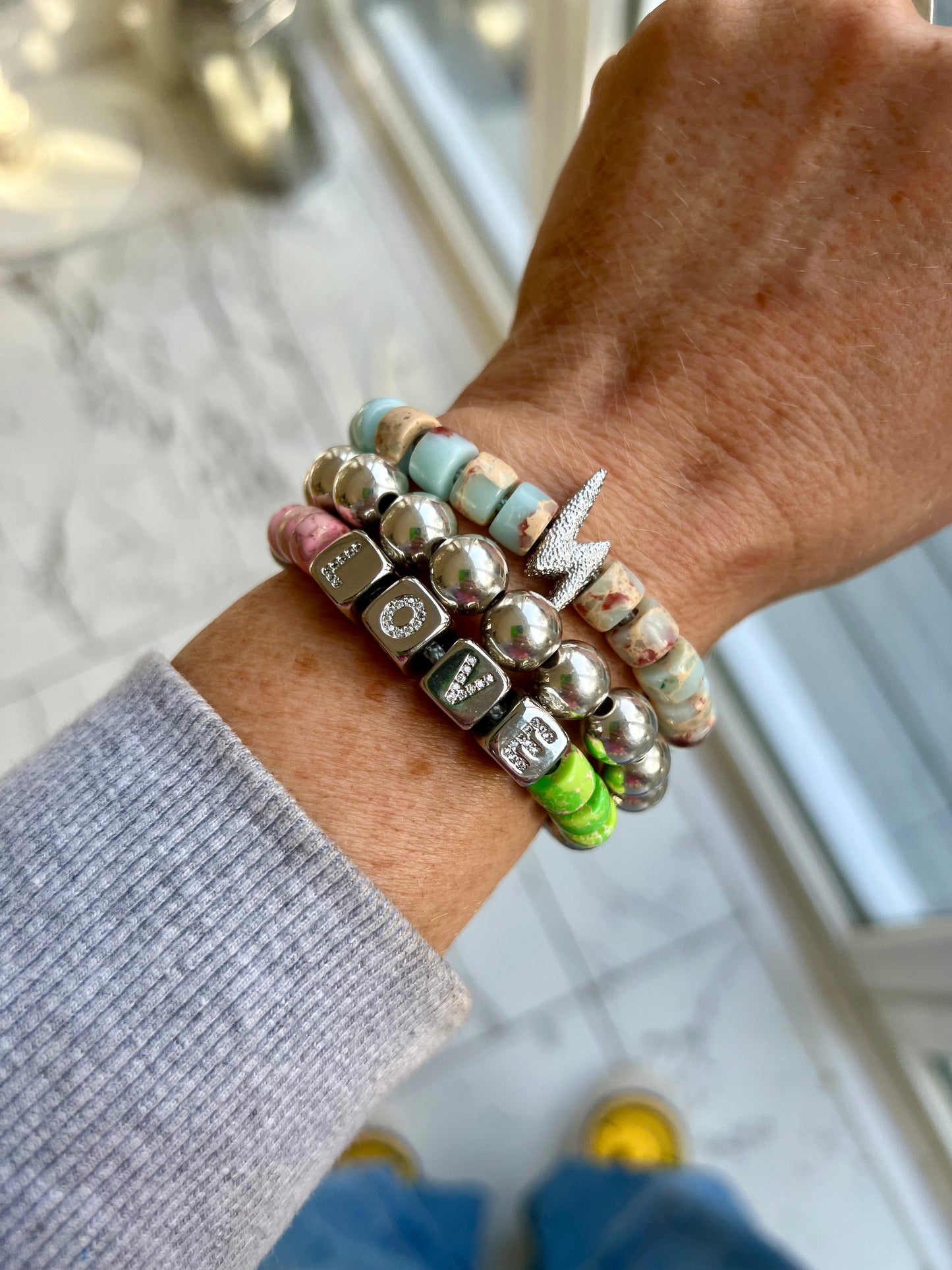 Marble Bolt Gemstone Bracelet