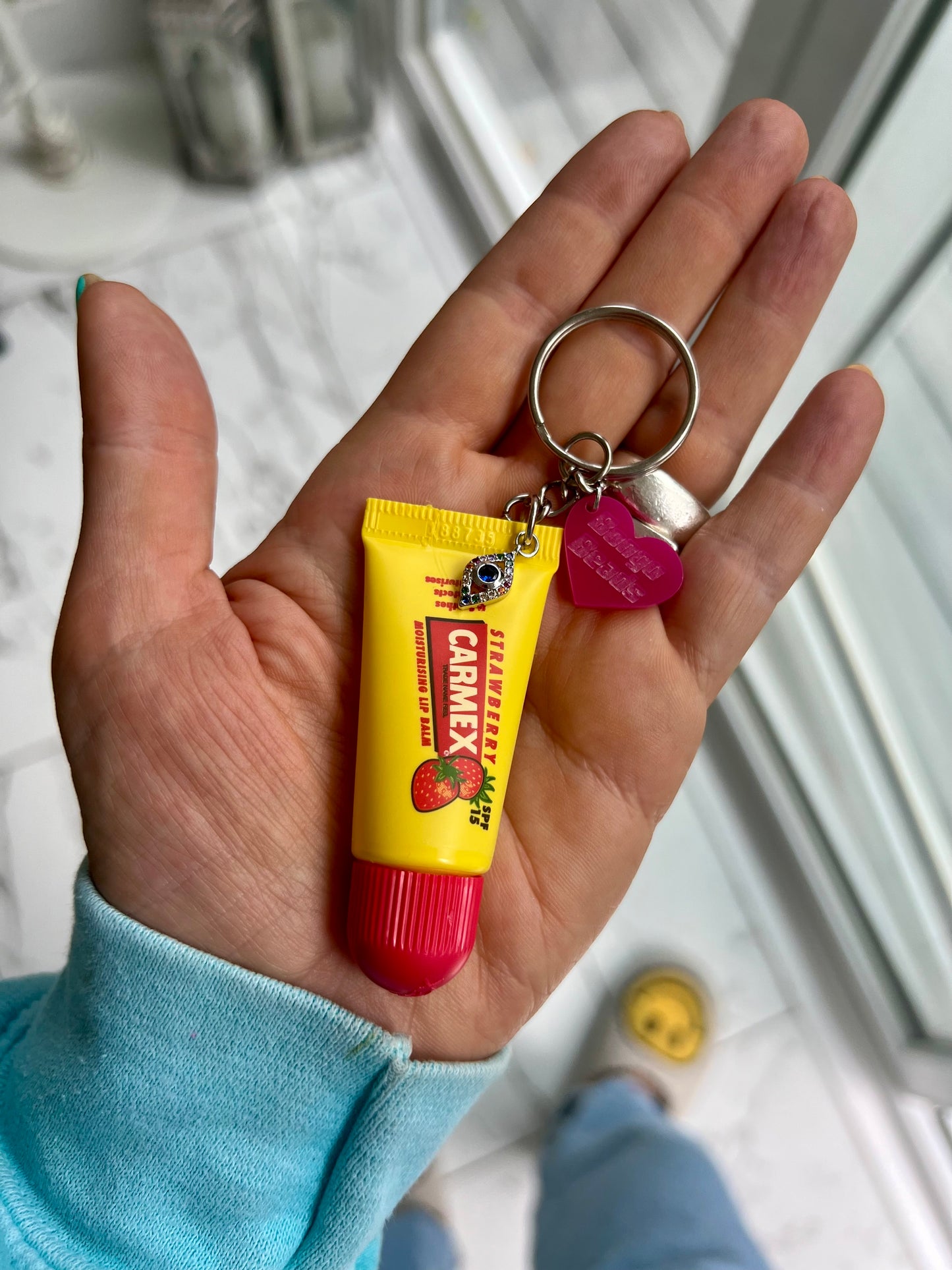 Carmex Lip Balm Key Ring (Strawberry Flavour)