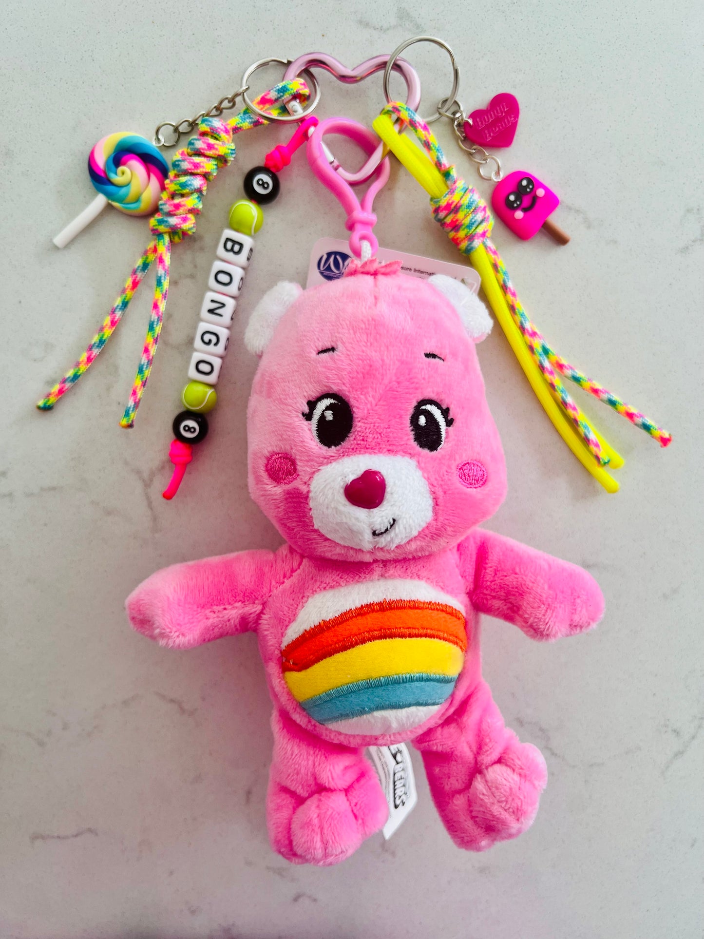 Pink Care Bear Bag Charm