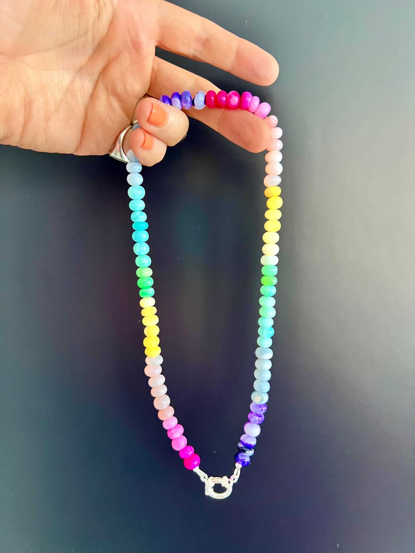 Opal Fruits Gemstone Necklace with Sterling Silver Clasp