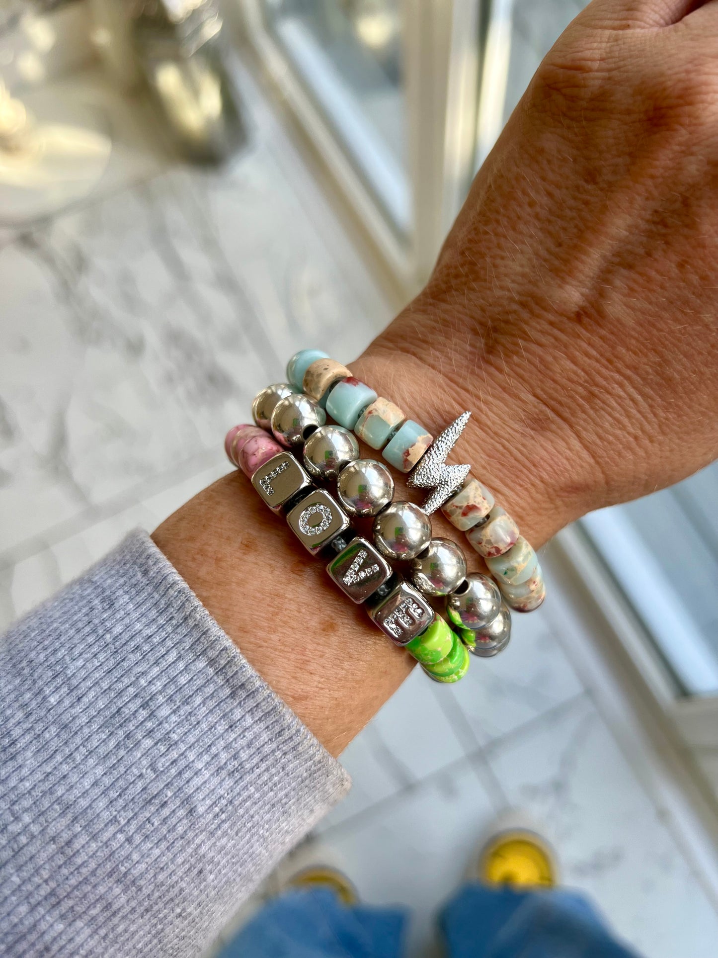 Marble Bolt Gemstone Bracelet