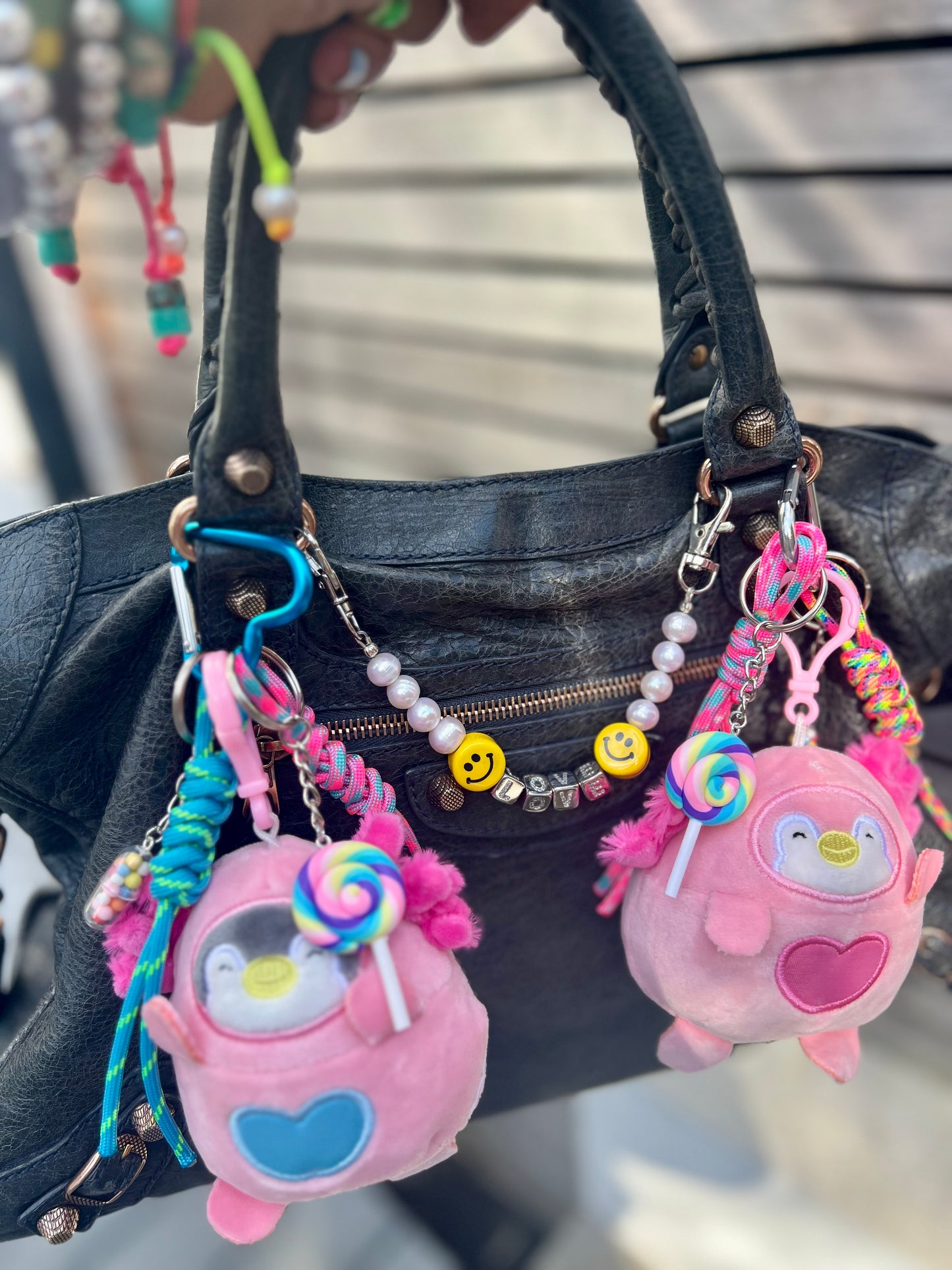 Fur Baby Bag Charm (Pink Heart)