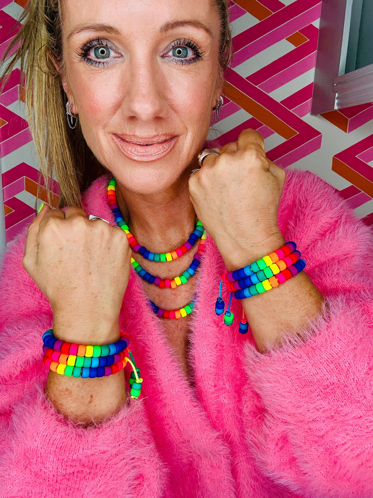 Matte Neon Czech Glass Pony Bead Bracelet