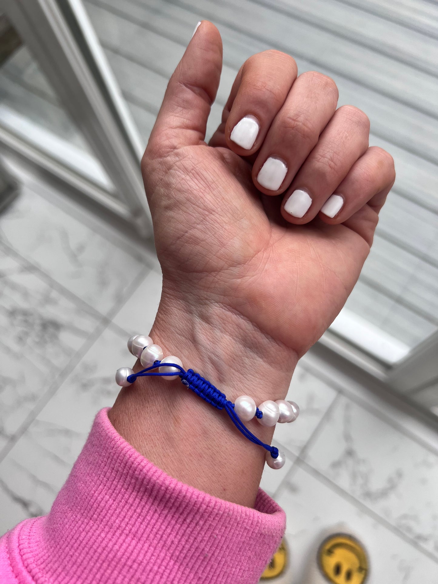 Hand Knotted Blue Pearl Bracelet