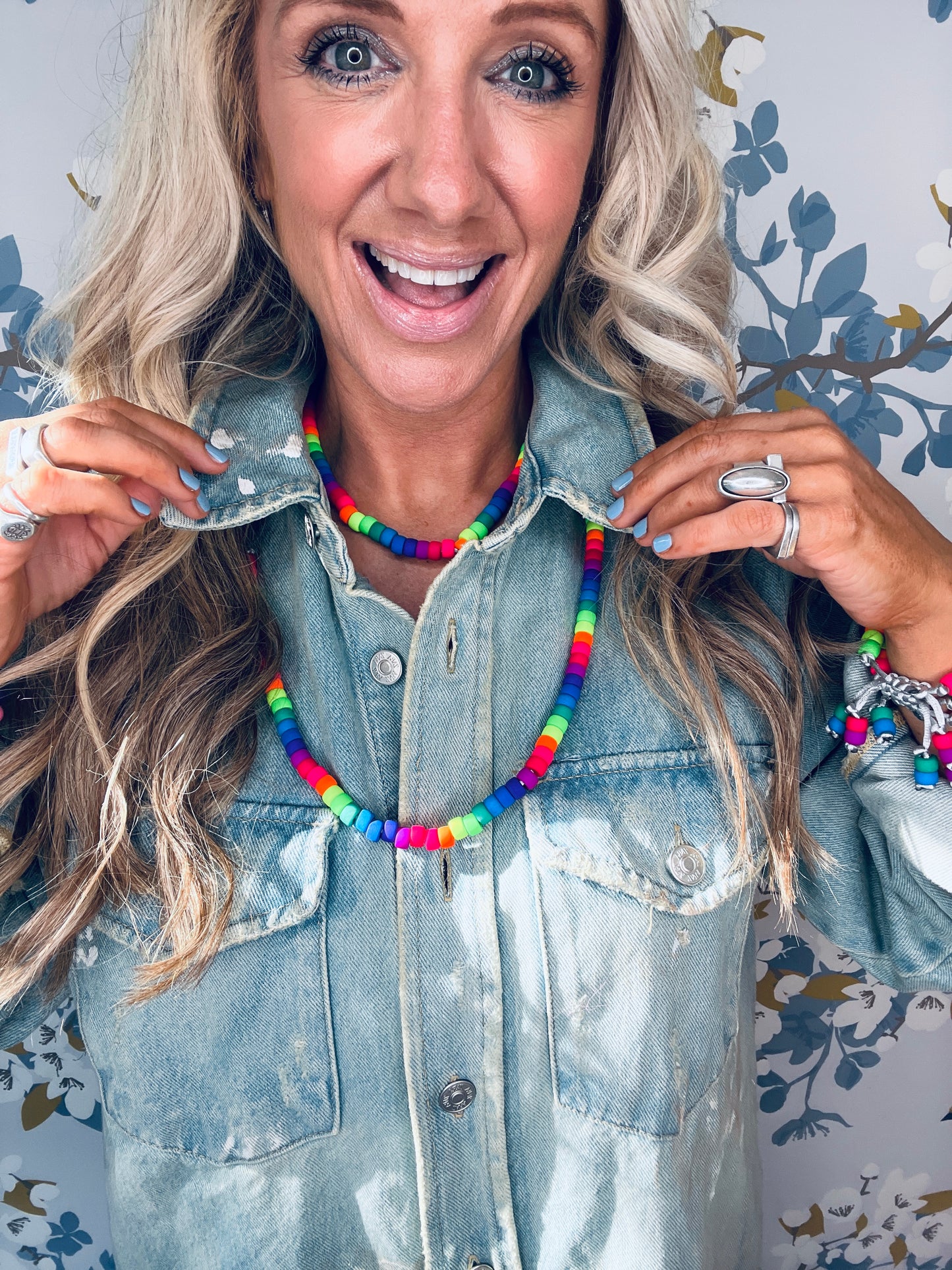 Matte Neon Czech Glass Pony Bead Necklace
