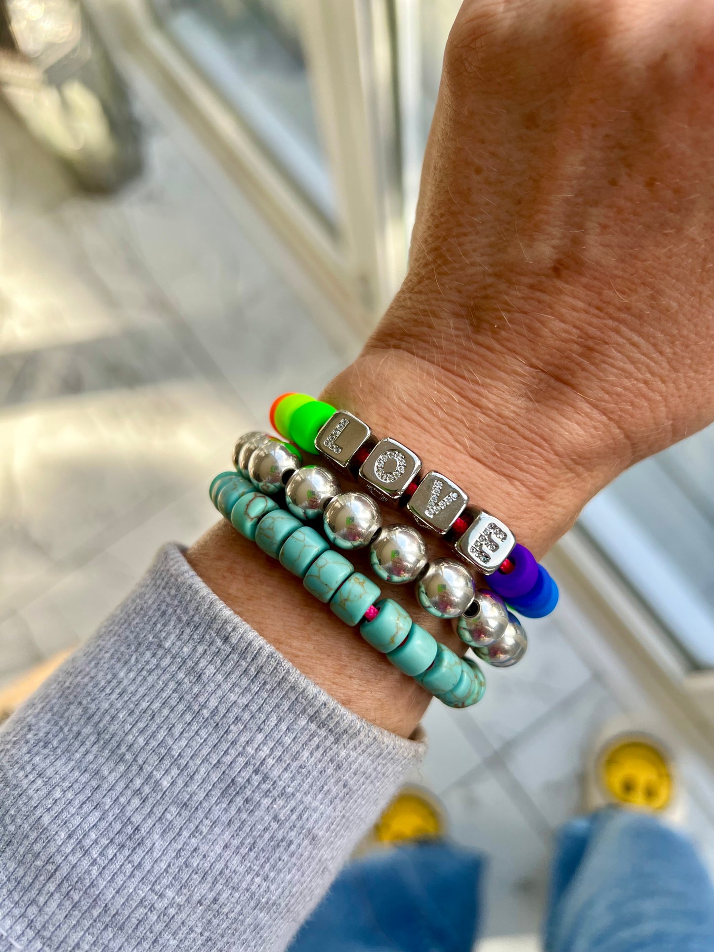 Chunky Stretch Silver Ball Bracelet