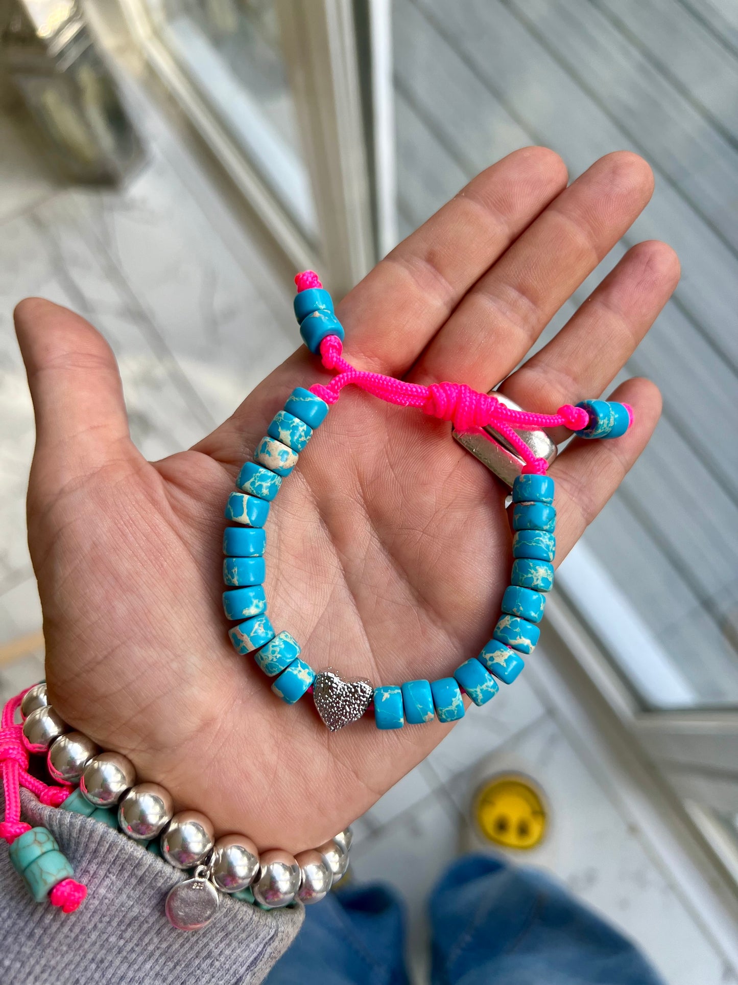 Blue Jasper Heart Gemstone Bracelet