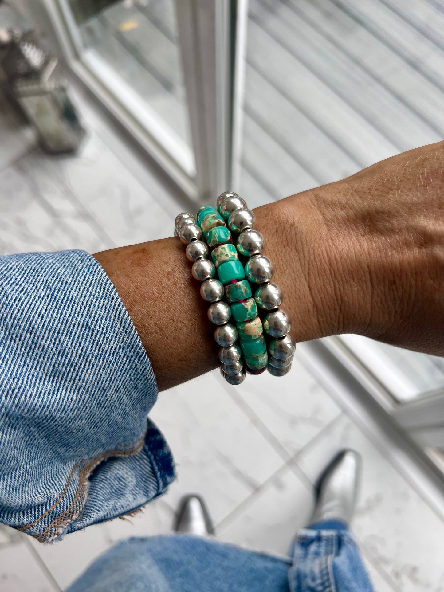 Teal Jasper Gemstone Bracelet