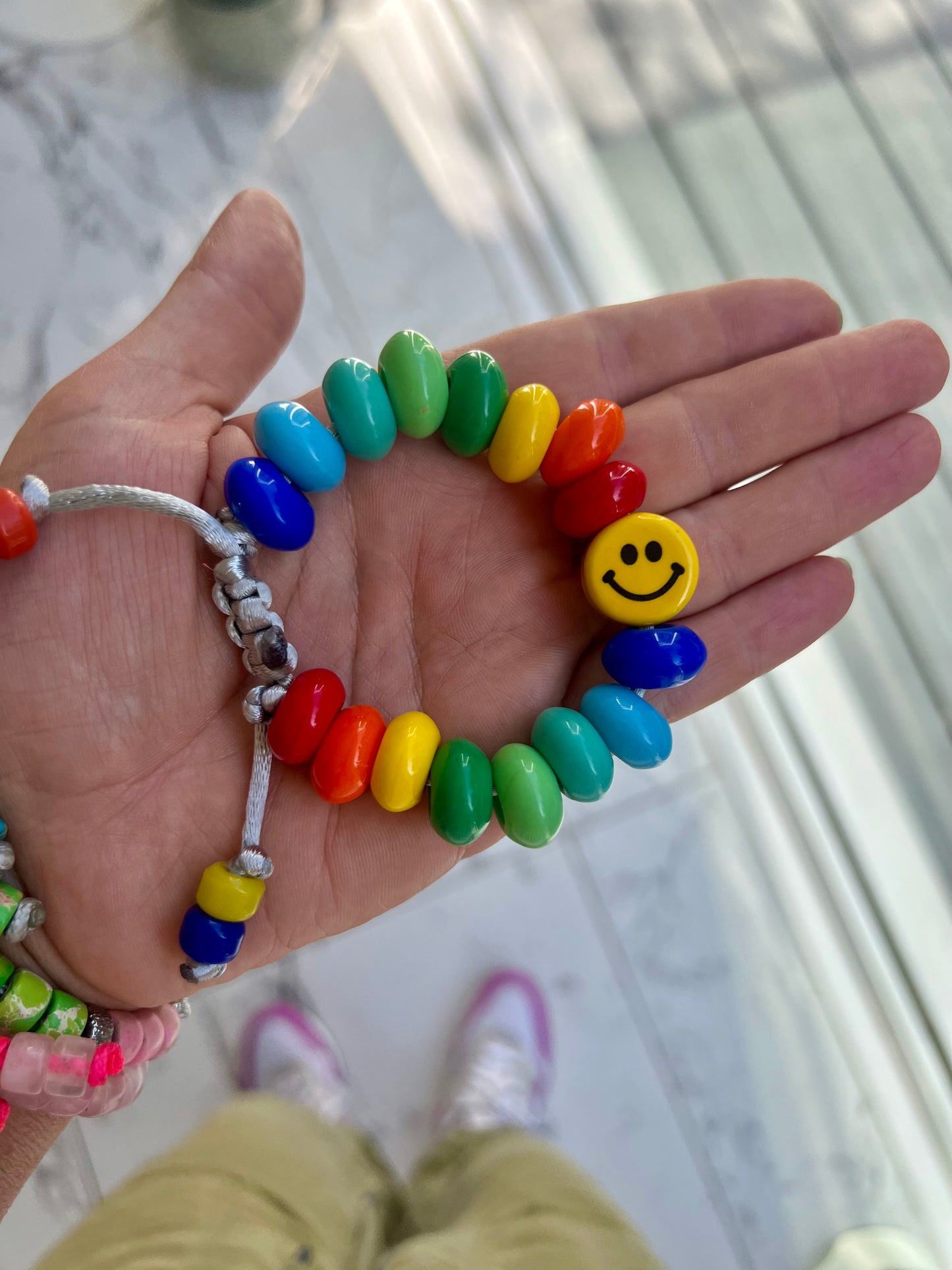 Giant Czech Glass Happy Bracelet