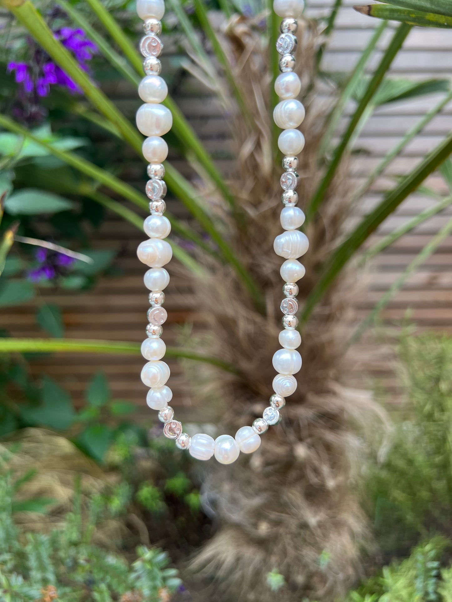 Silver Smiley Pearl Necklace