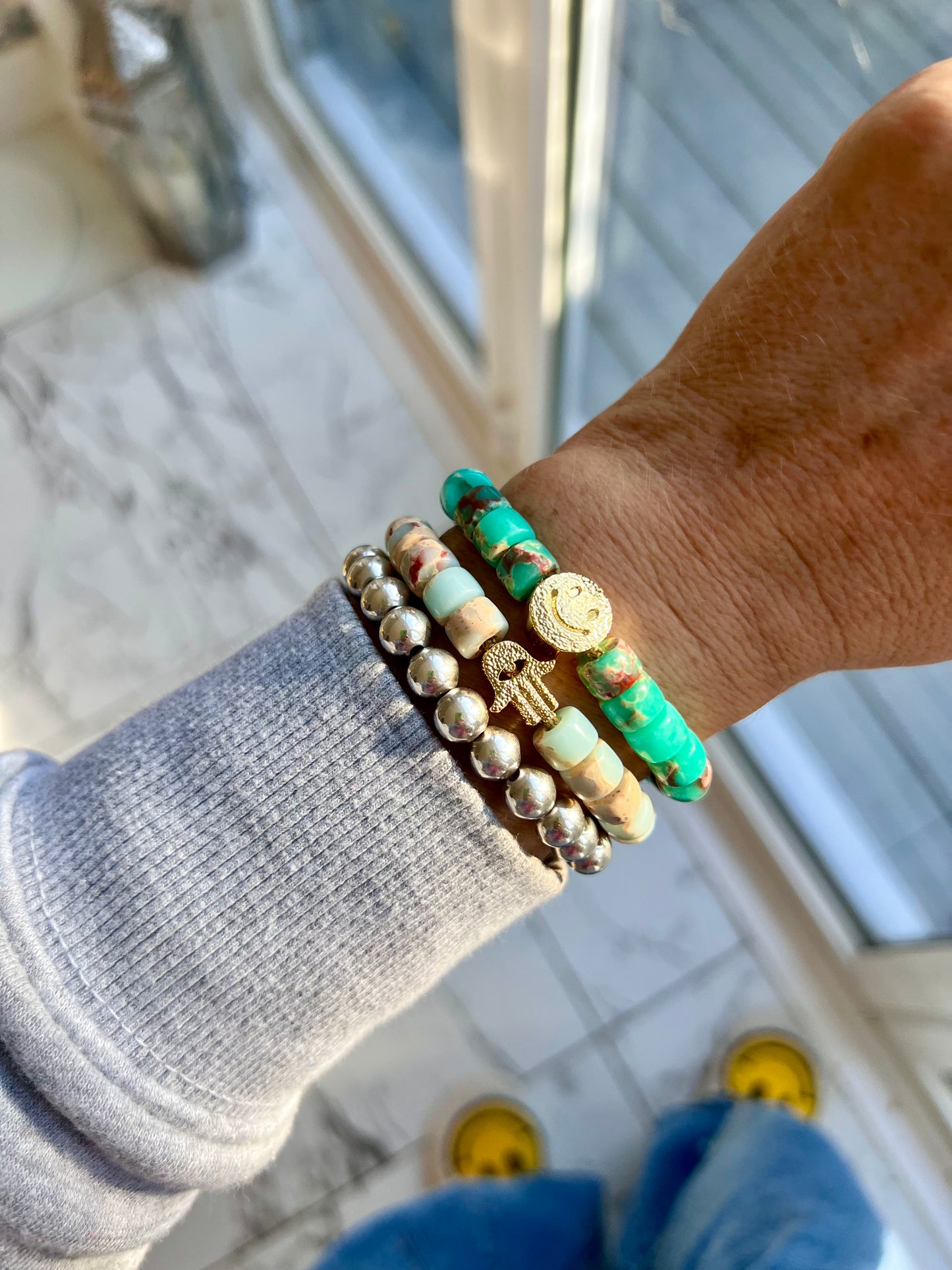 Gold Hamsa Gemstone Bracelet