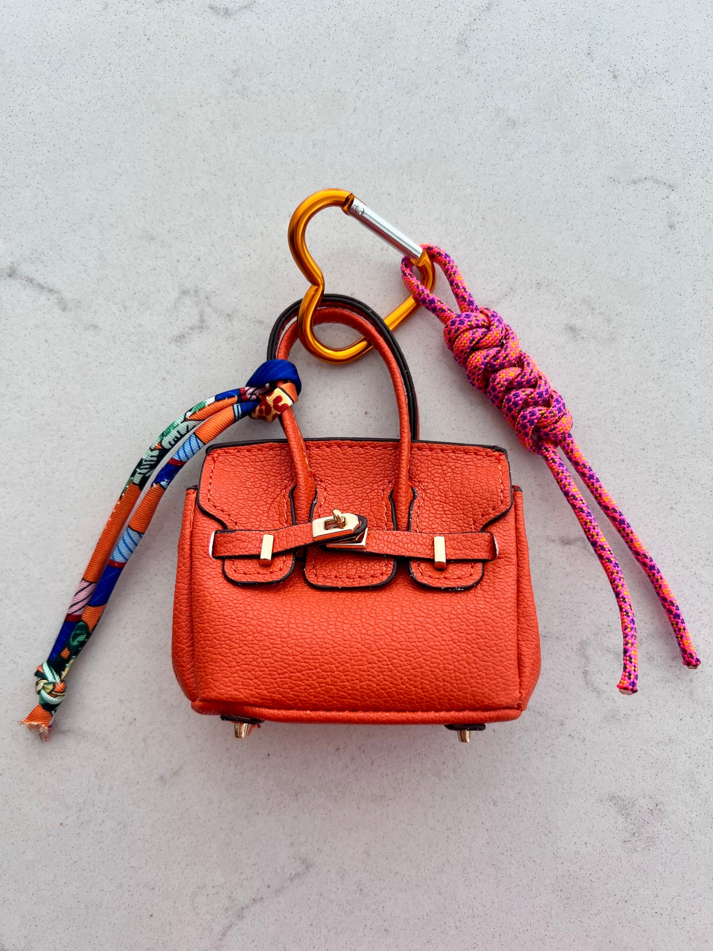Orange Mini Birkin Bag Charm