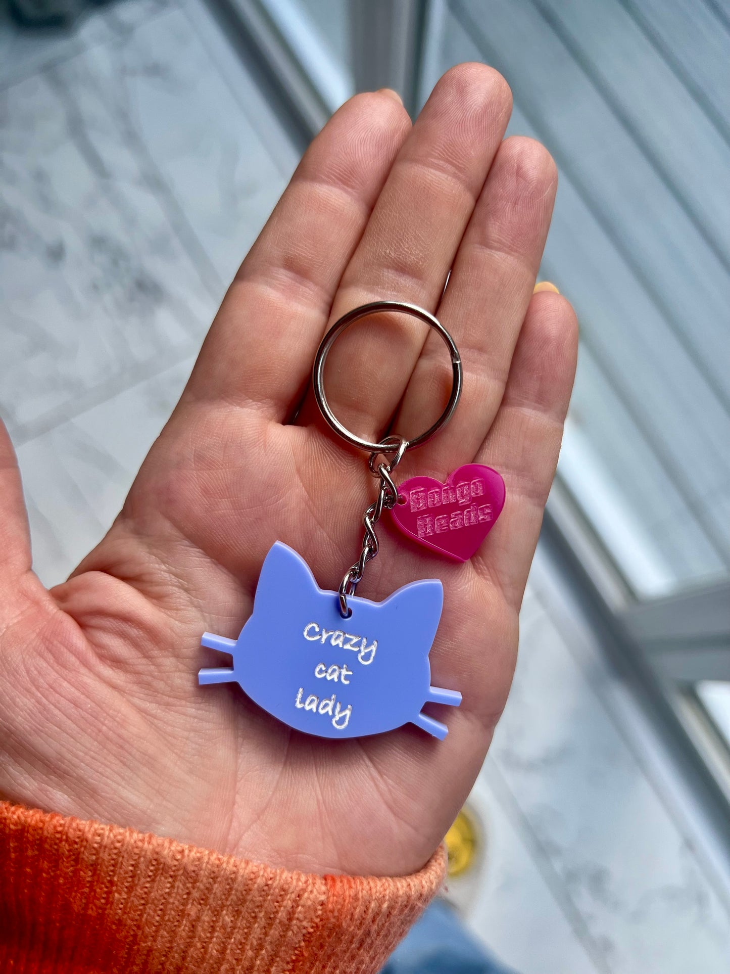 Crazy Cat Lady Key Ring (Bubblegum Blue)