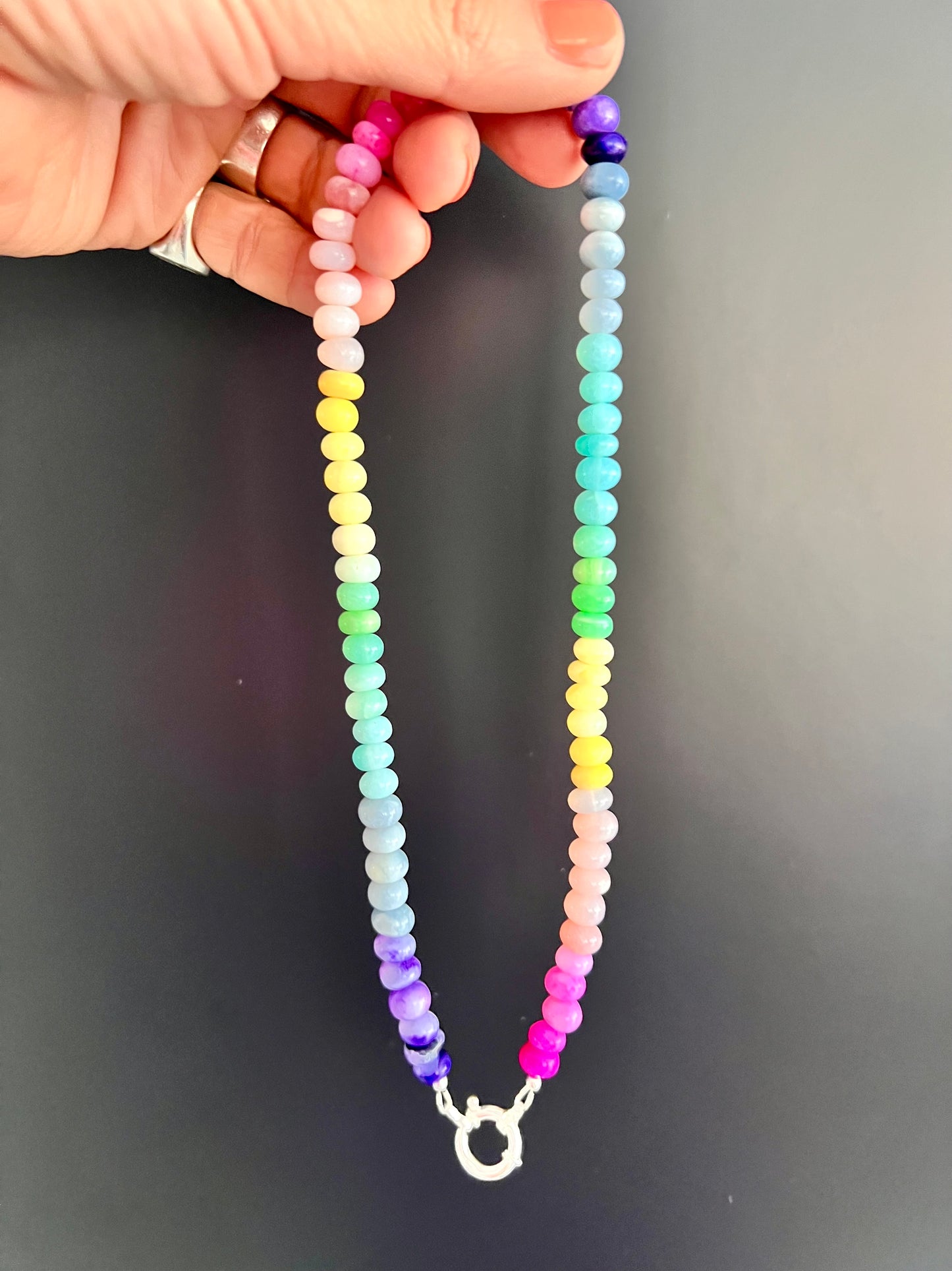 Opal Fruits Gemstone Necklace with Sterling Silver Clasp